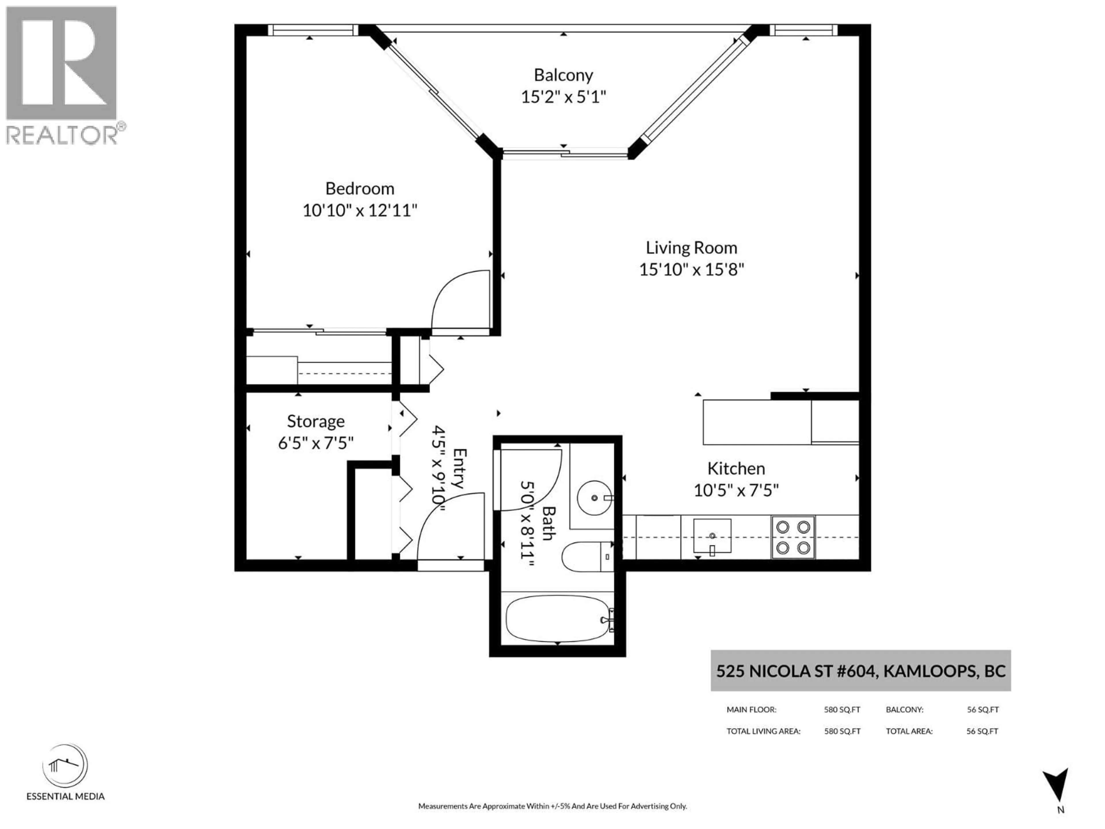 Floor plan for 604 - 525 NICOLA STREET, Kamloops British Columbia V2C6J5