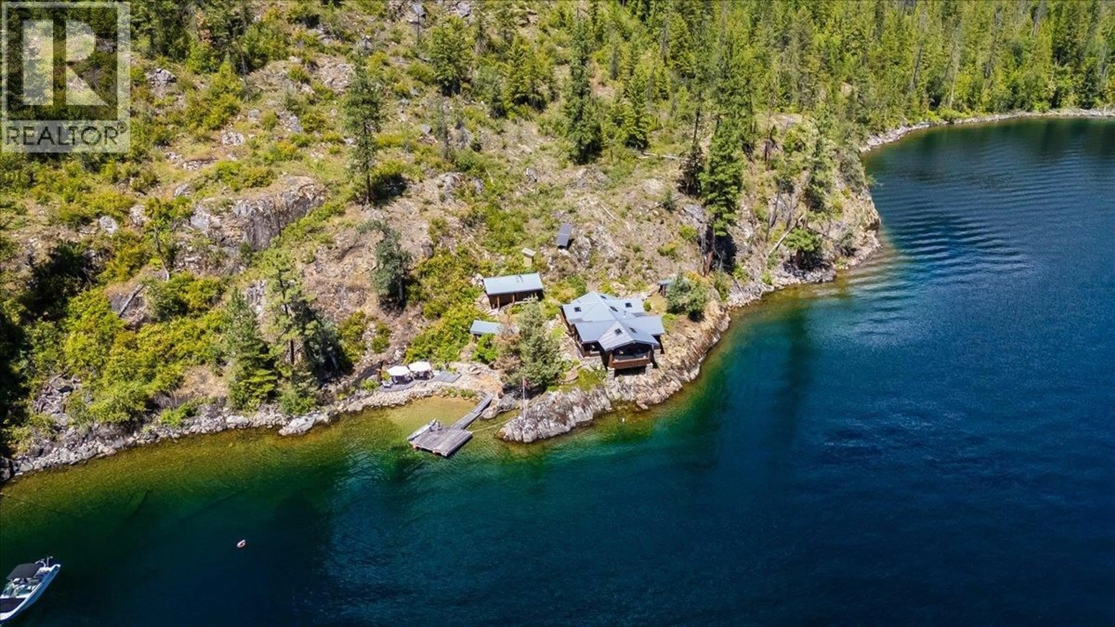 A pic from outside/outdoor area/front of a property/back of a property/a pic from drone, water/lake/river/ocean view for 4660 BOAT ACCESS WEST SIDE OTHER, Christina Lake British Columbia V0H1E0