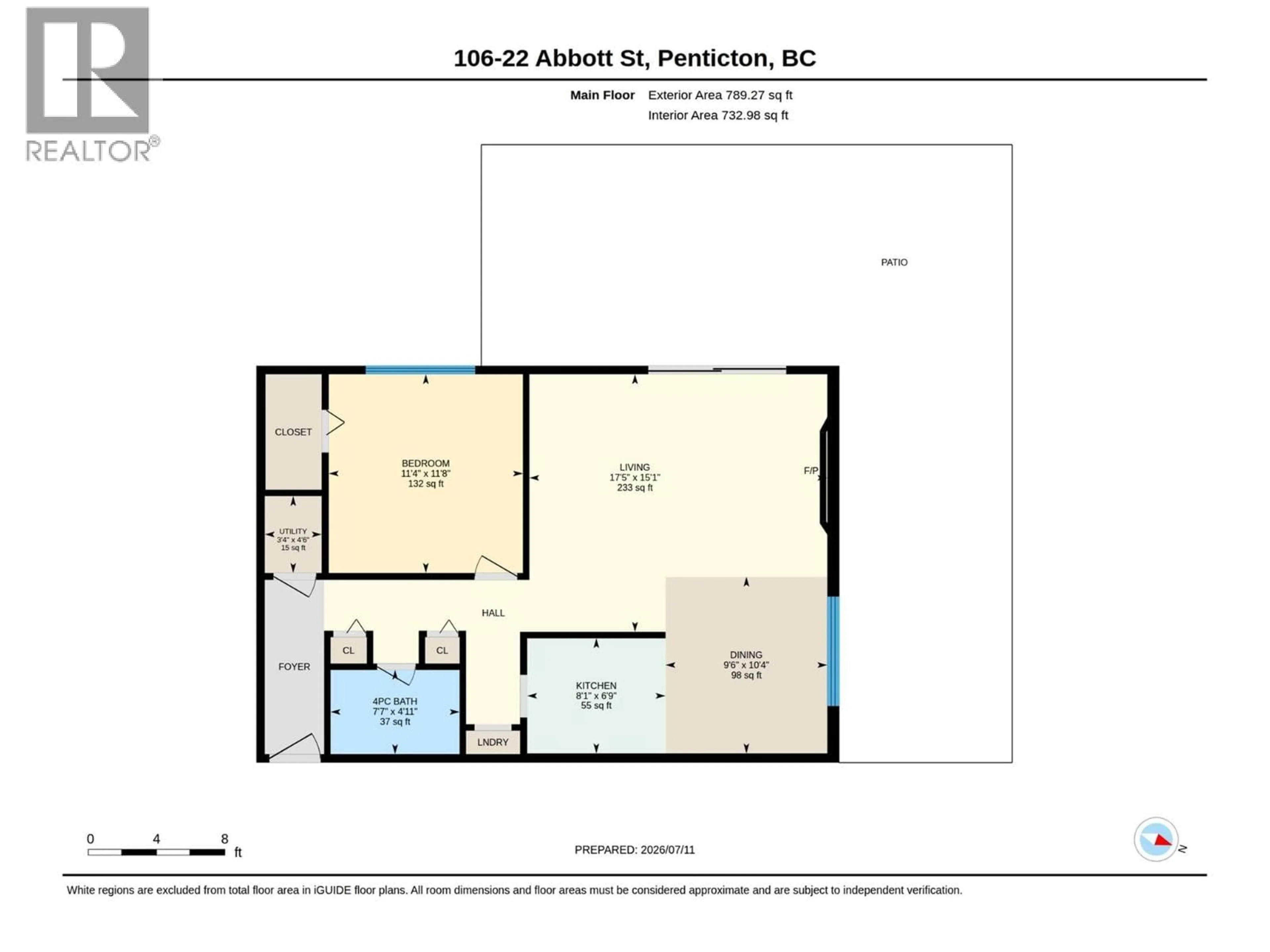 Floor plan for 106 - 22 ABBOTT STREET, Penticton British Columbia V2A4J2