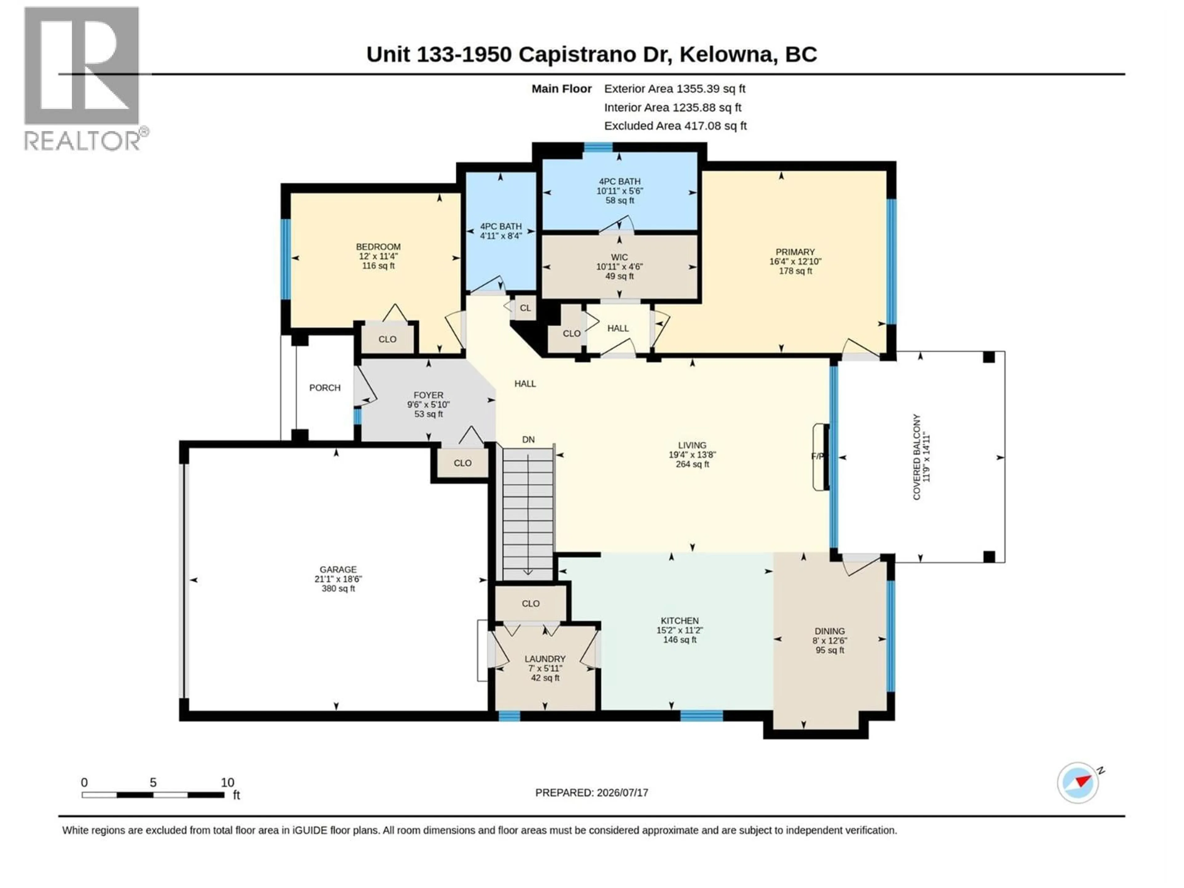 Floor plan for 133 - 1950 CAPISTRANO DRIVE, Kelowna British Columbia V1V2N7