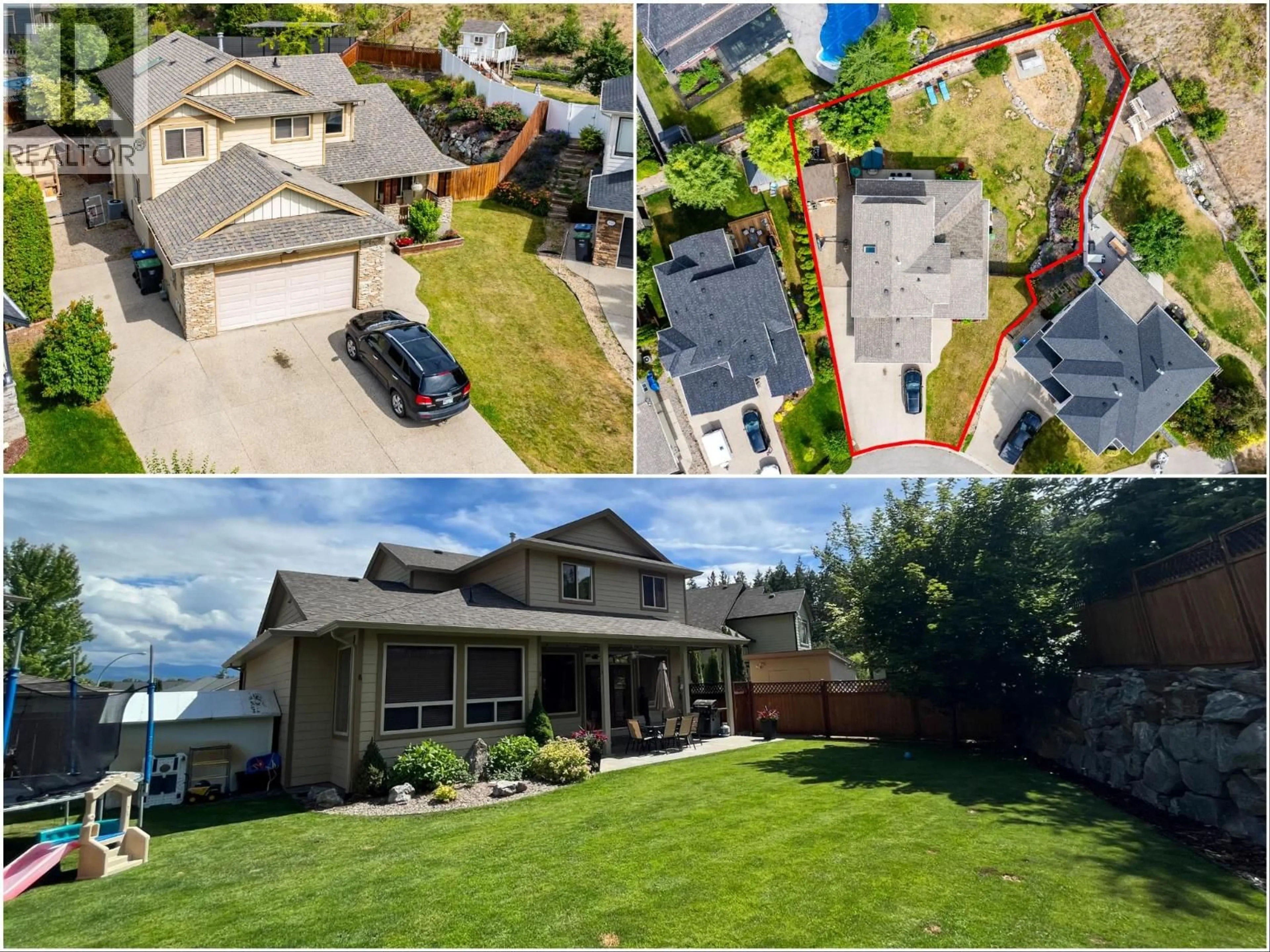 A pic from outside/outdoor area/front of a property/back of a property/a pic from drone, street for 2034 ROSEWOOD COURT, West Kelowna British Columbia V1Z4B5