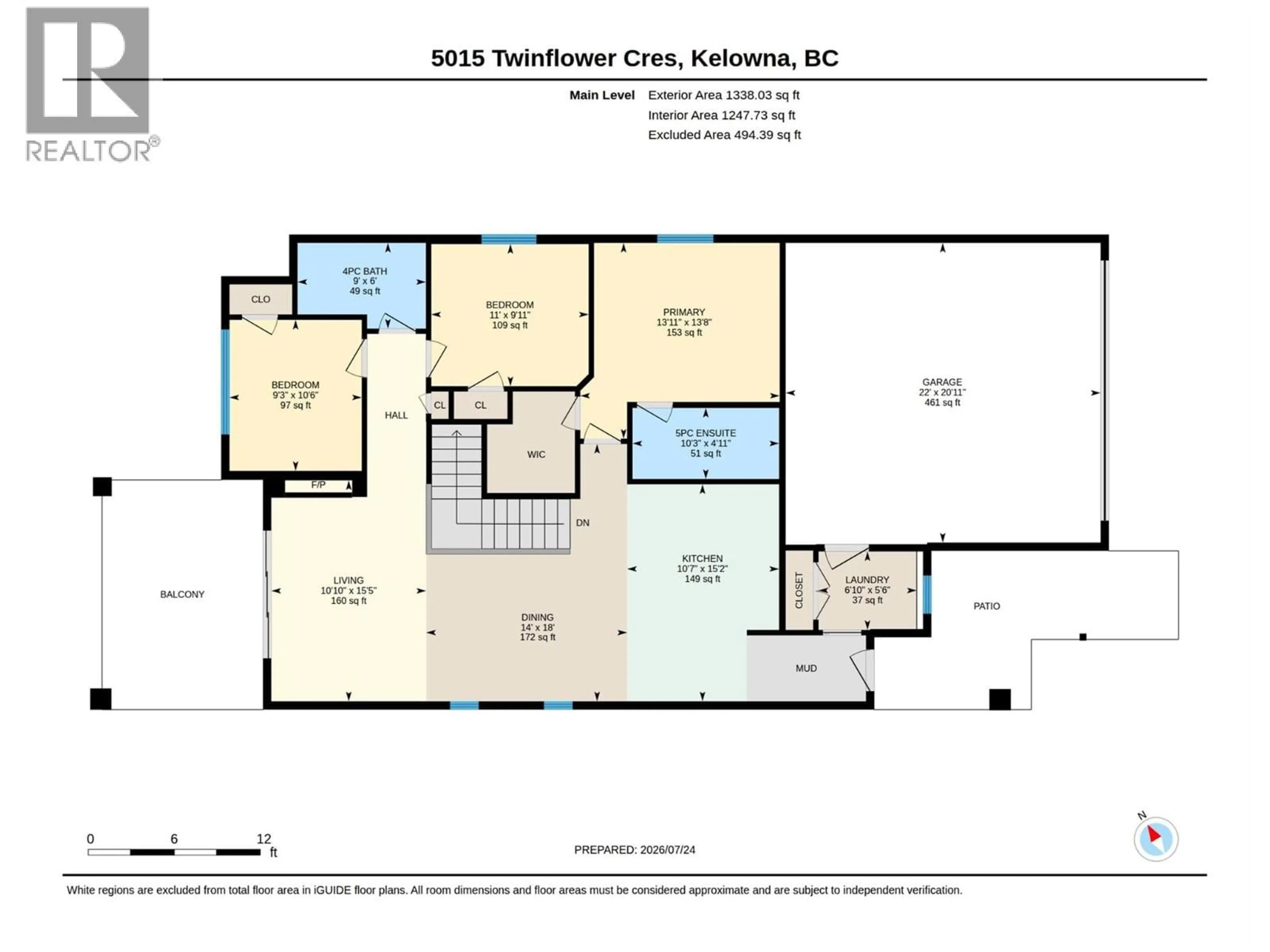 Floor plan for 5015 TWINFLOWER CRESCENT, Kelowna British Columbia V1W5L8