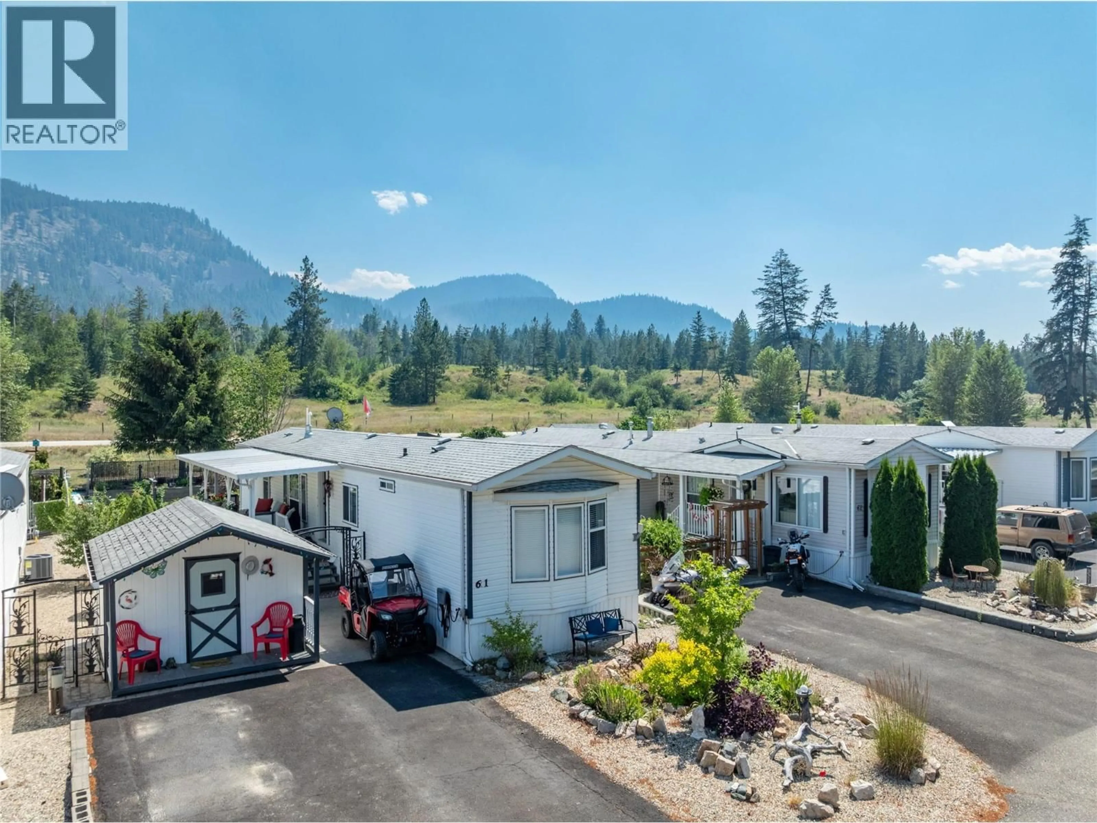 A pic from outside/outdoor area/front of a property/back of a property/a pic from drone, mountain view for 61 - 4965 PINE ACRES ROAD, Chase British Columbia V0E1M3
