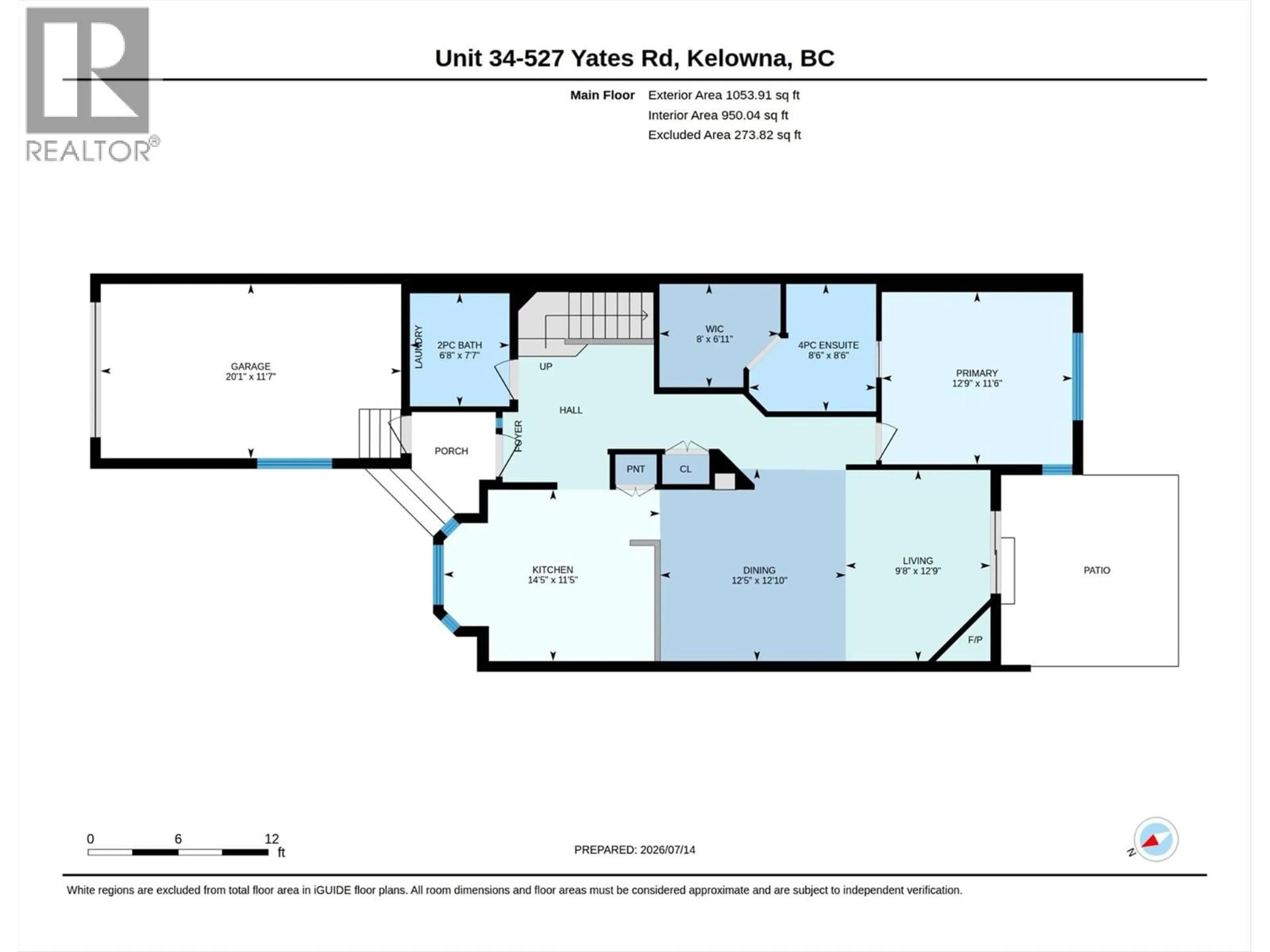 Floor plan for 34 - 527 YATES ROAD, Kelowna British Columbia V1V1Z5