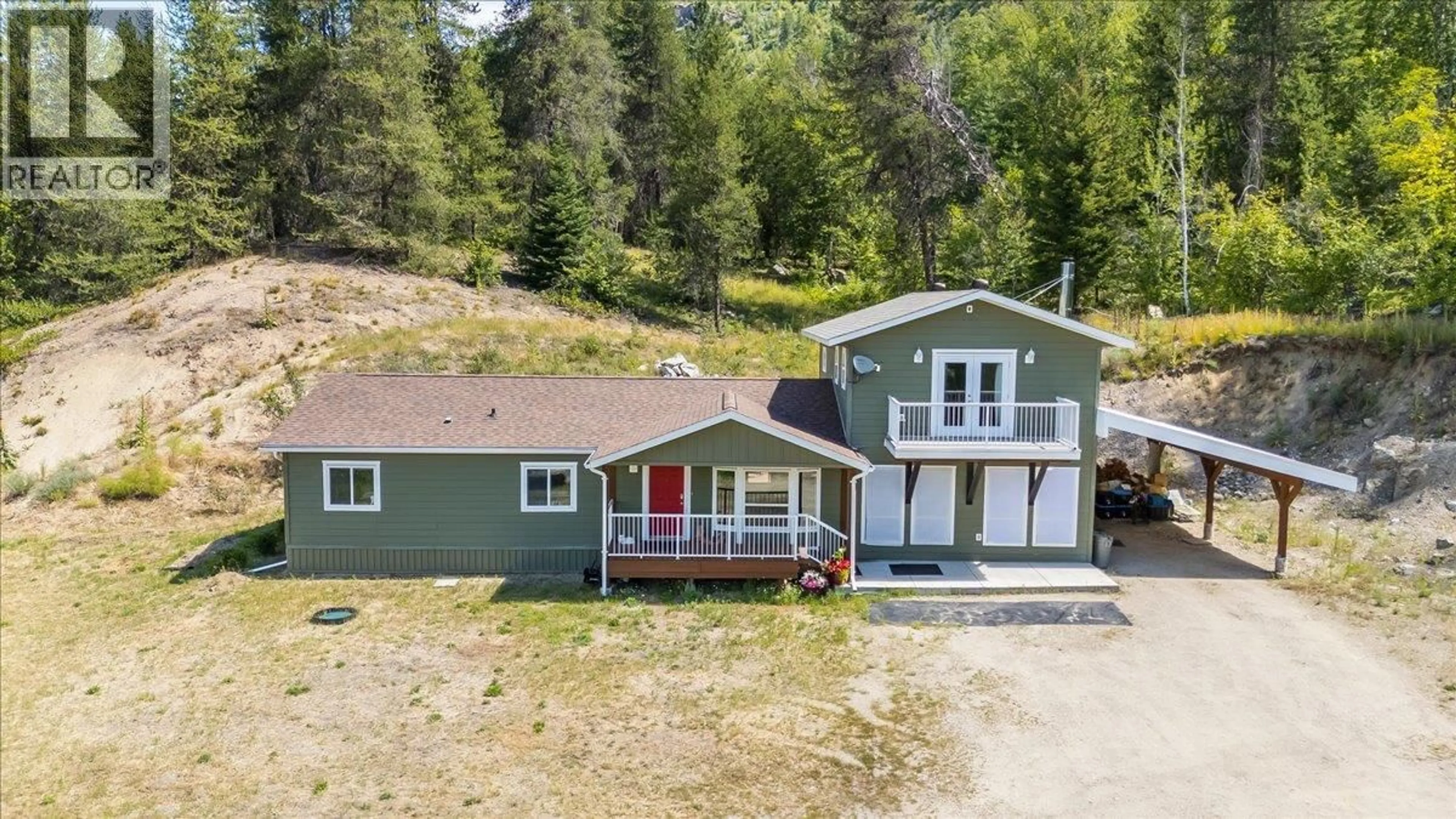 A pic from outside/outdoor area/front of a property/back of a property/a pic from drone, unknown for 591 BAERG ROAD, Castlegar British Columbia V1N4K6