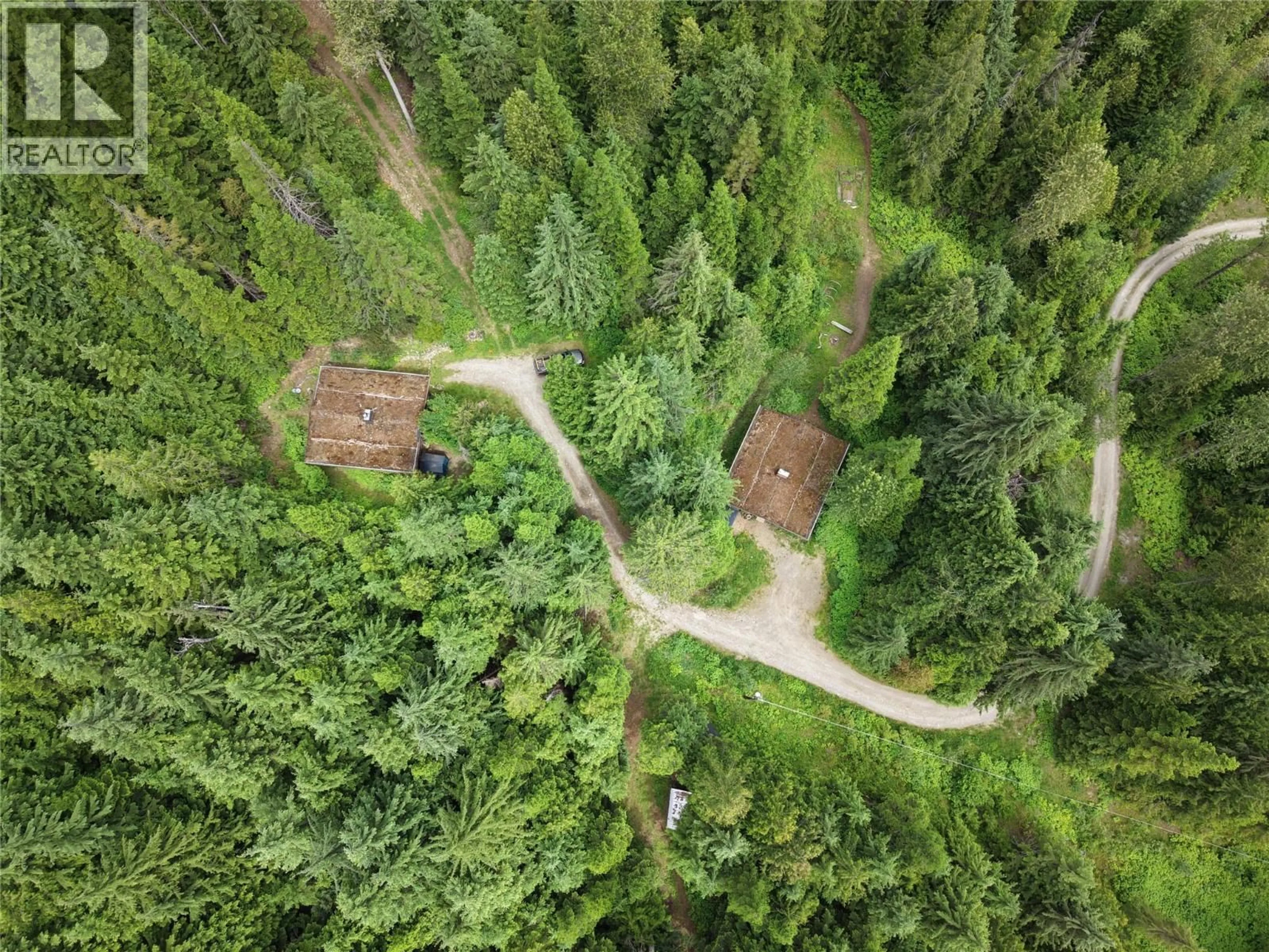 A pic from outside/outdoor area/front of a property/back of a property/a pic from drone, forest/trees view for 6610 6 HIGHWAY, Ymir British Columbia V0G2K0