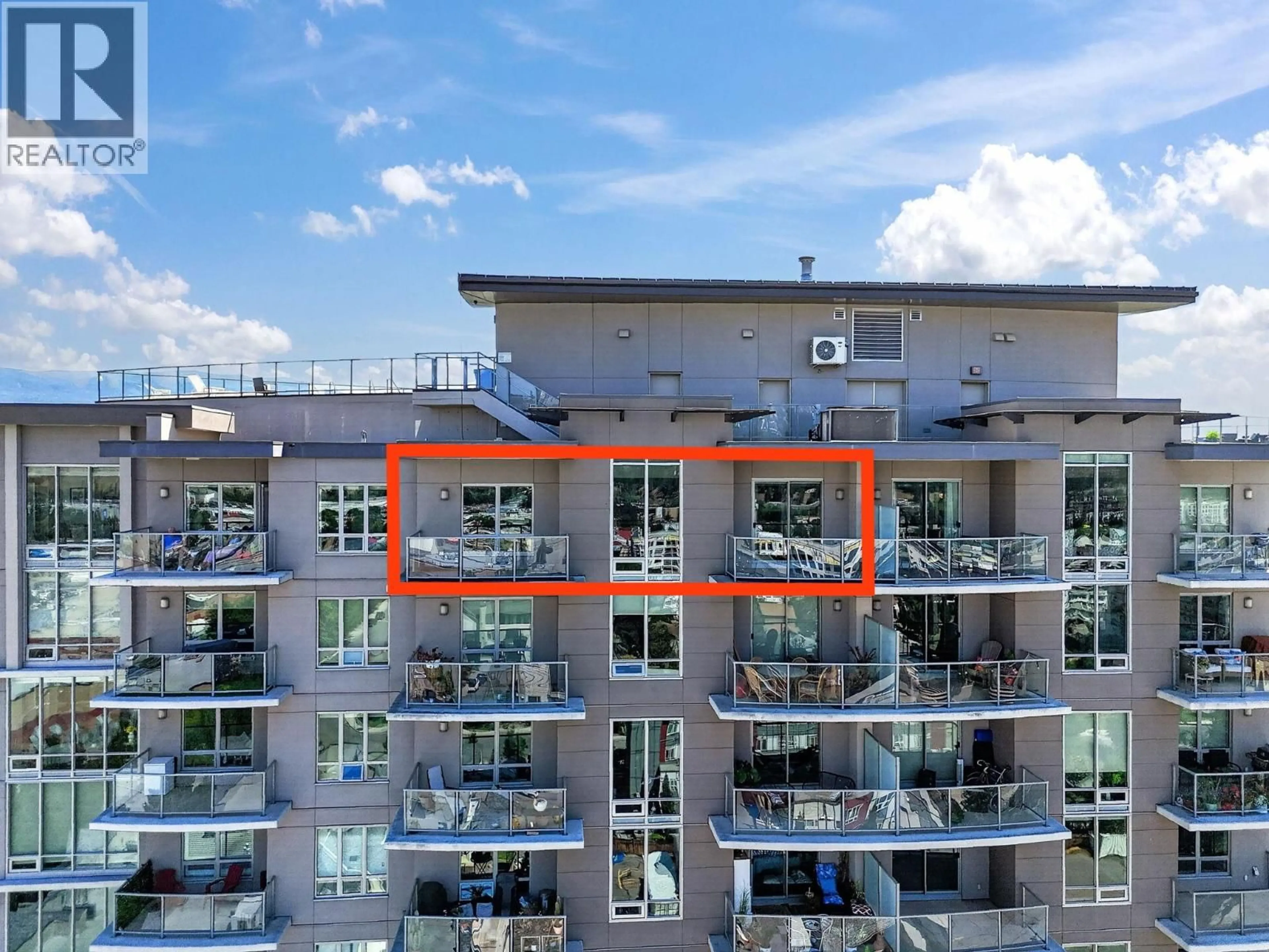A pic from outside/outdoor area/front of a property/back of a property/a pic from drone, city buildings view from balcony for 1407 - 2040 SPRINGFIELD ROAD, Kelowna British Columbia V1Y9N7