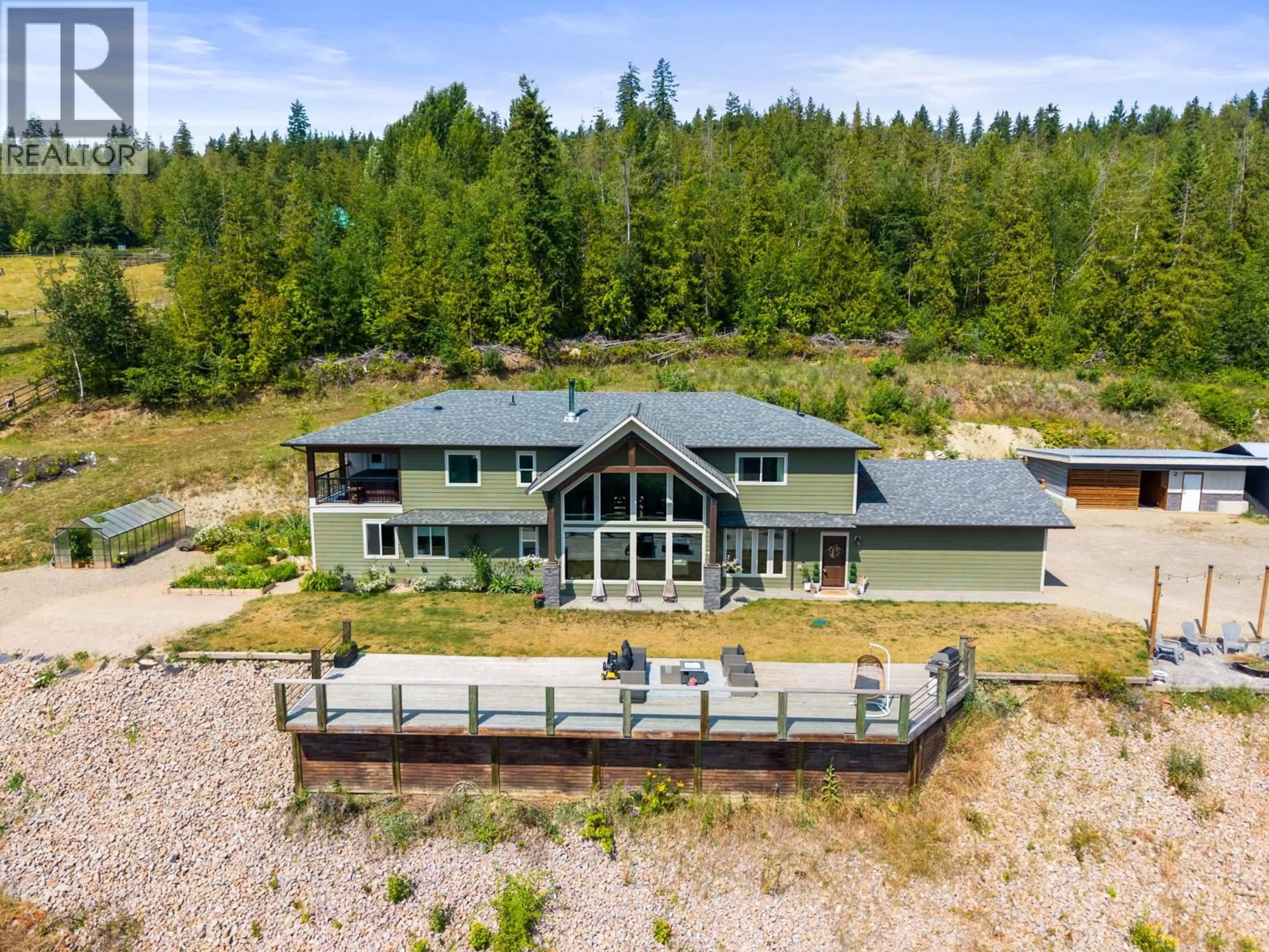 A pic from outside/outdoor area/front of a property/back of a property/a pic from drone, water/lake/river/ocean view for 240 GRANDVIEW BENCH ROAD, Grindrod British Columbia V1E2Y4