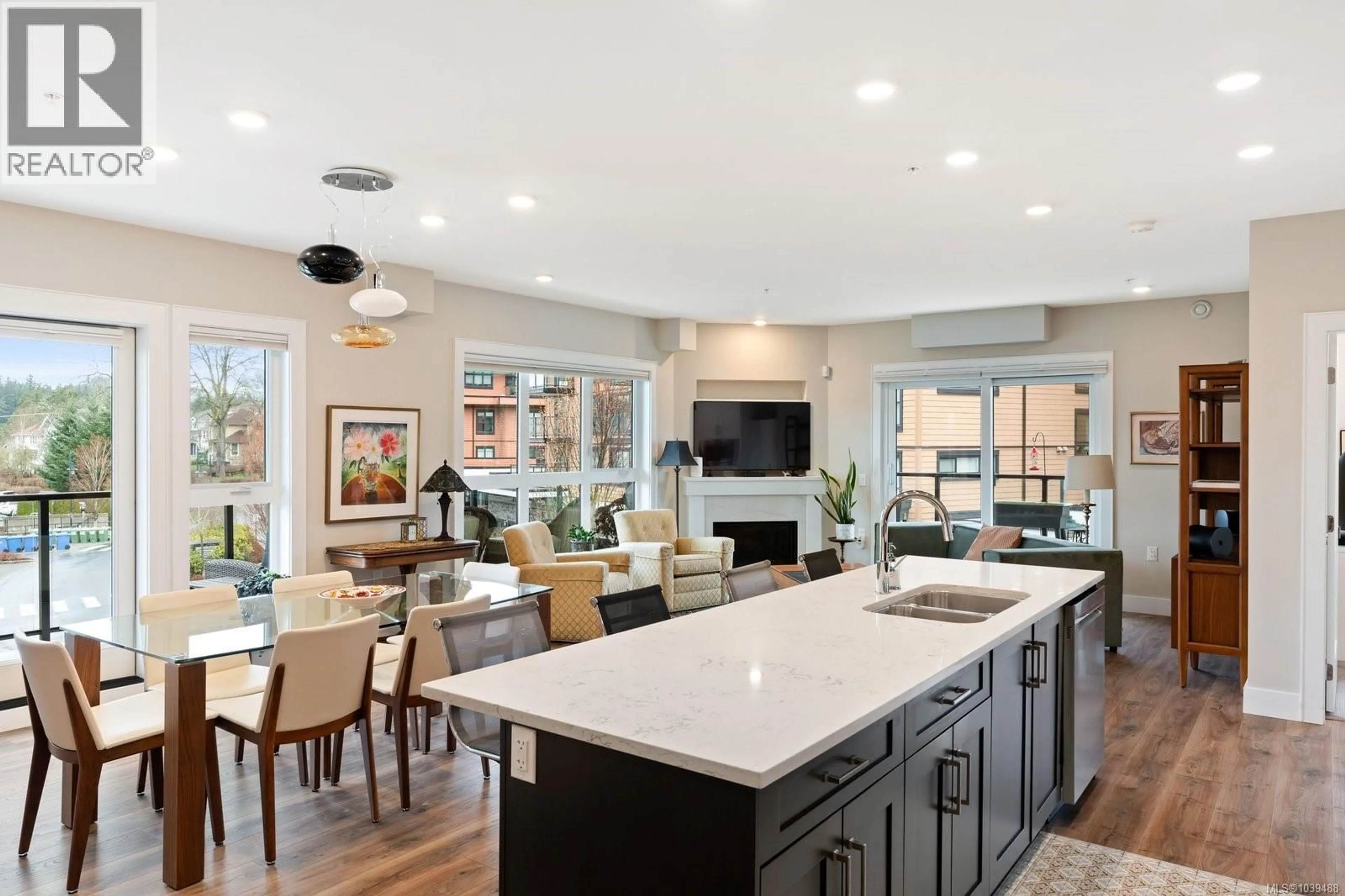Open concept kitchen, ceramic/tile floor for 309 - 747 TRAVINO LANE, Saanich British Columbia V8Z0E4