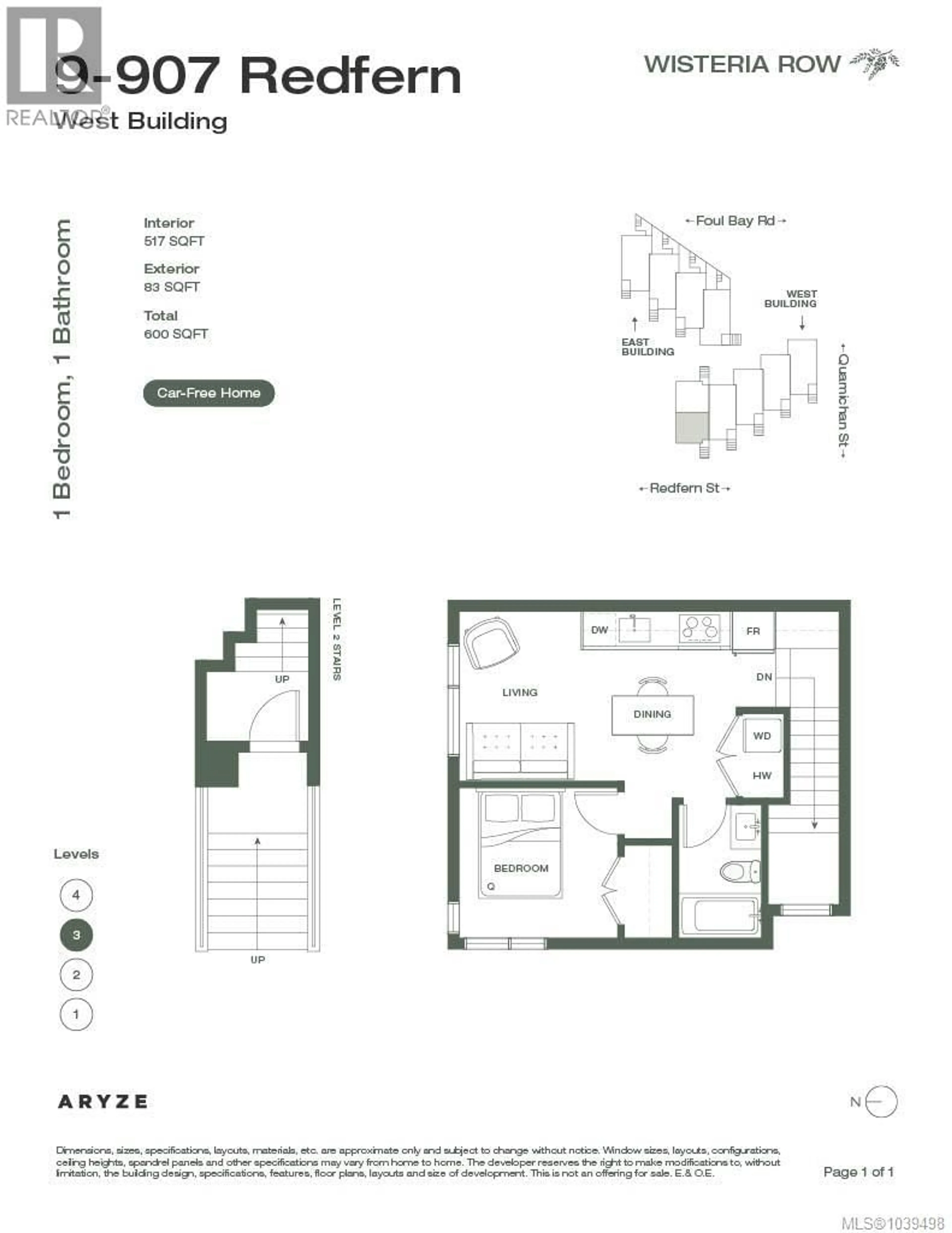 Floor plan for 9 - 907 REDFERN STREET WEST, Victoria British Columbia V8S4G6