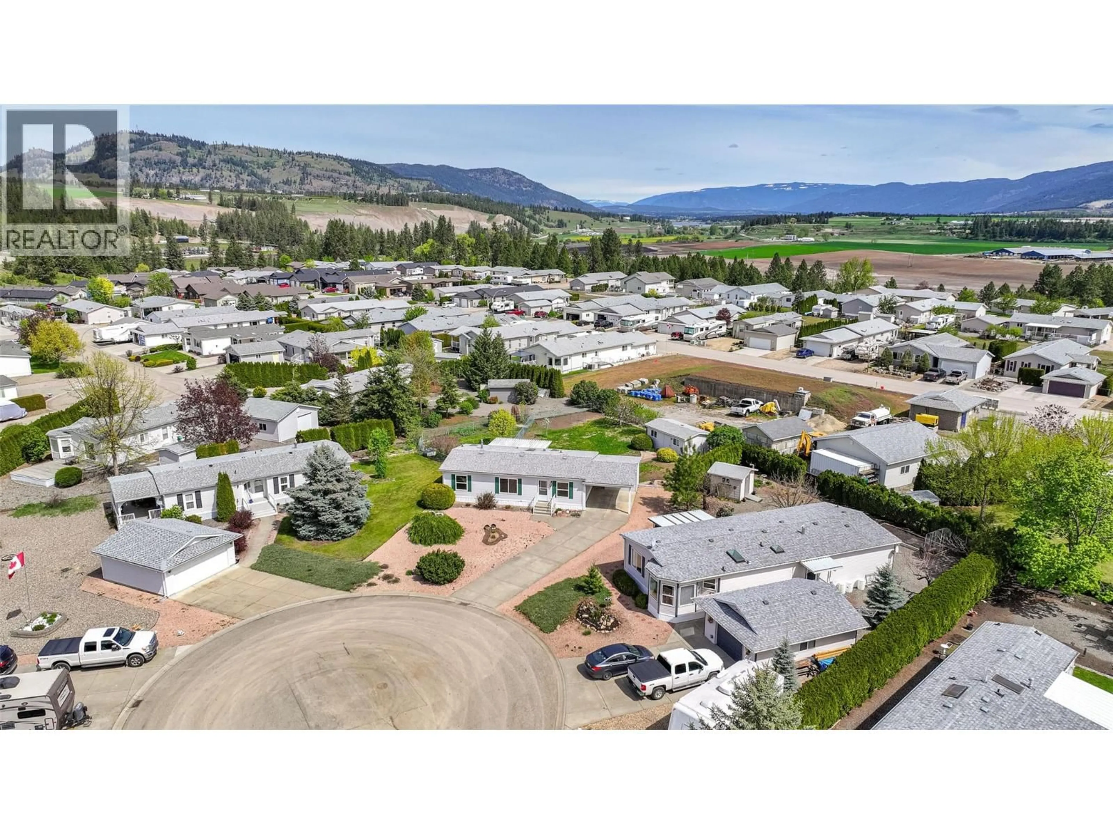 A pic from outside/outdoor area/front of a property/back of a property/a pic from drone, mountain view for 26 - 9510 HIGHWAY 97 OTHER NORTH, Vernon British Columbia V1H1R8