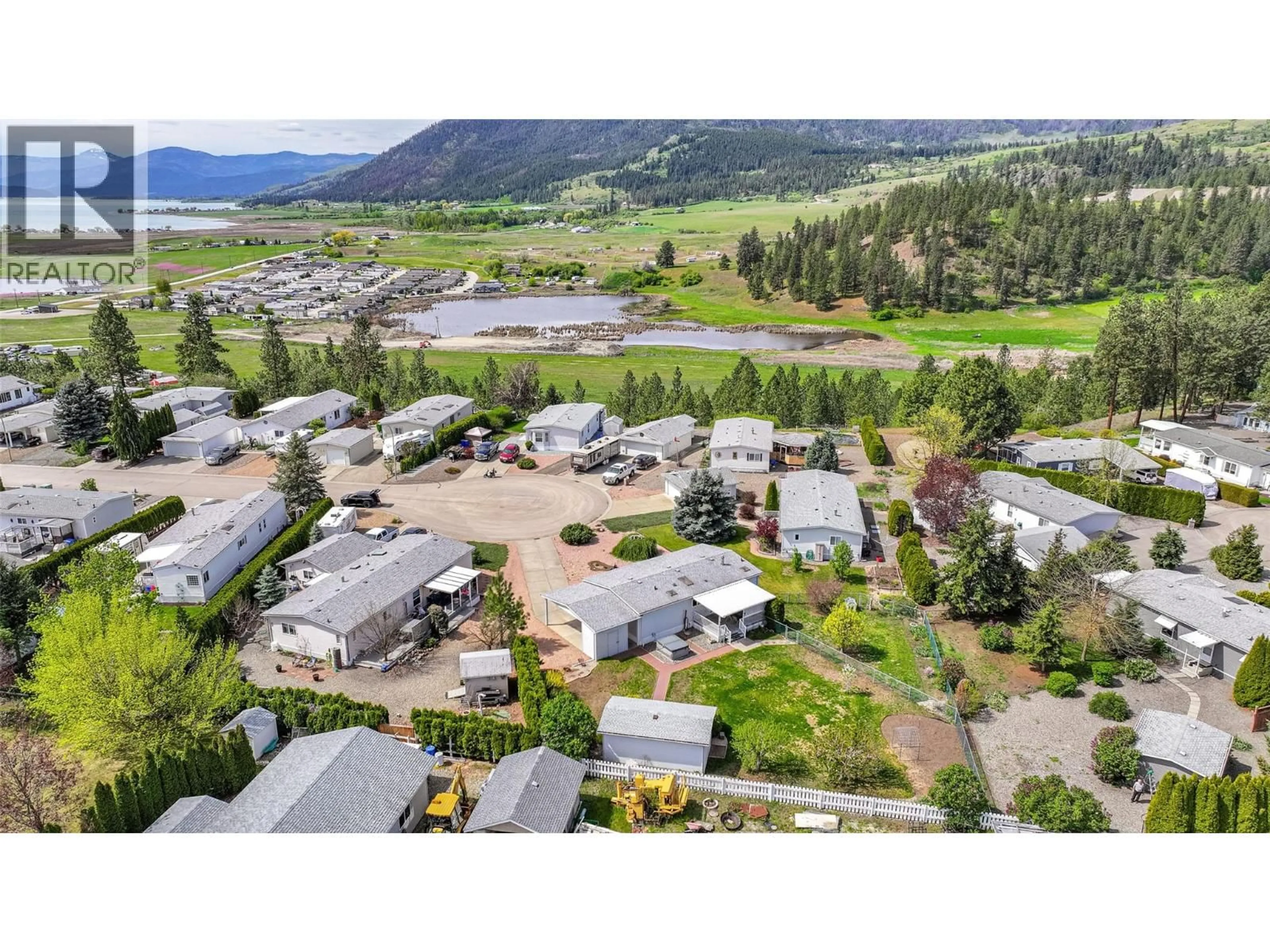 A pic from outside/outdoor area/front of a property/back of a property/a pic from drone, mountain view for 26 - 9510 HIGHWAY 97 OTHER NORTH, Vernon British Columbia V1H1R8