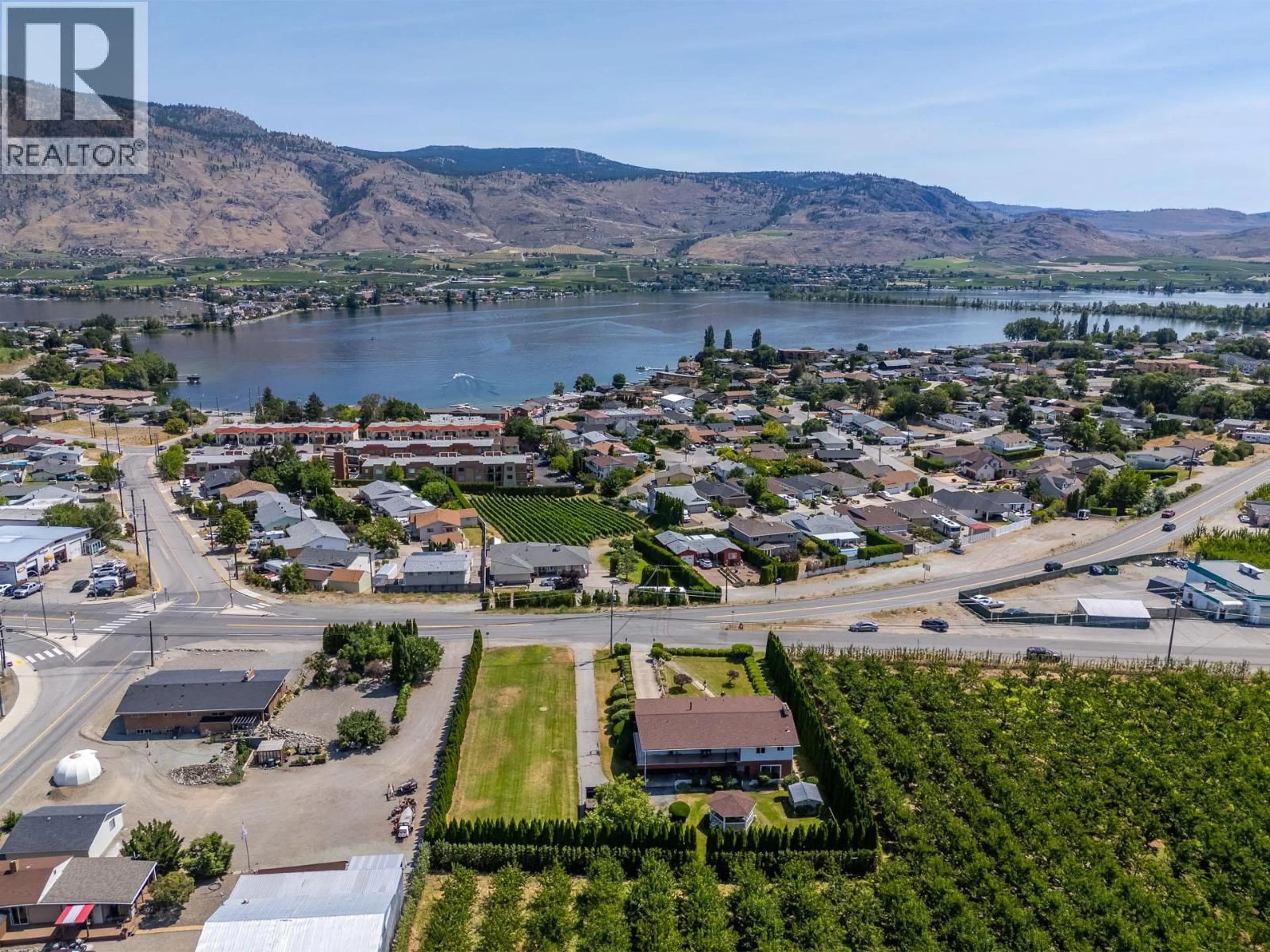 A pic from outside/outdoor area/front of a property/back of a property/a pic from drone, water/lake/river/ocean view for 6012 107TH STREET, Osoyoos British Columbia V0H1V4