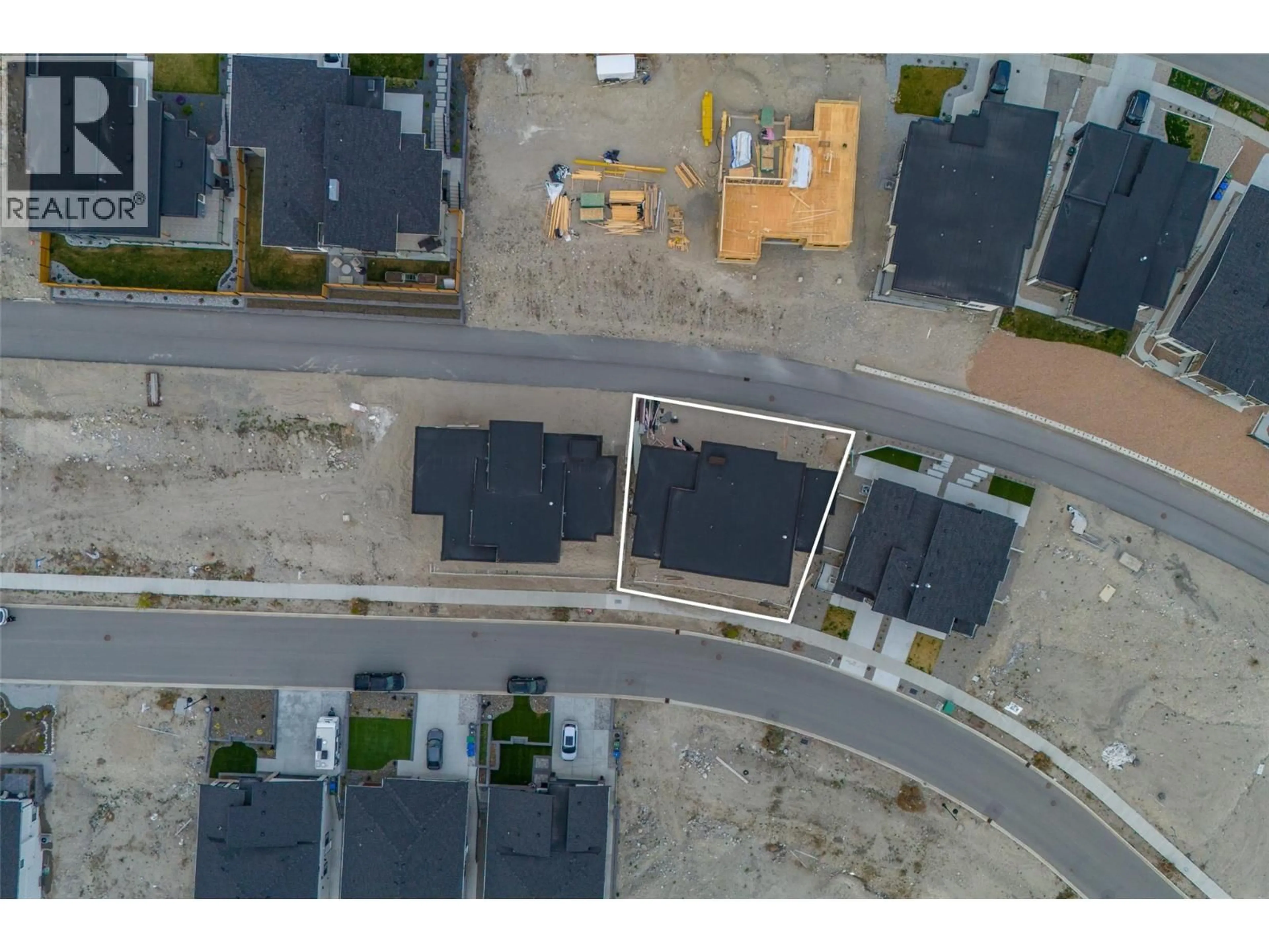 A pic from outside/outdoor area/front of a property/back of a property/a pic from drone, street for 1096 ANTLER DRIVE, Penticton British Columbia V2A0C8