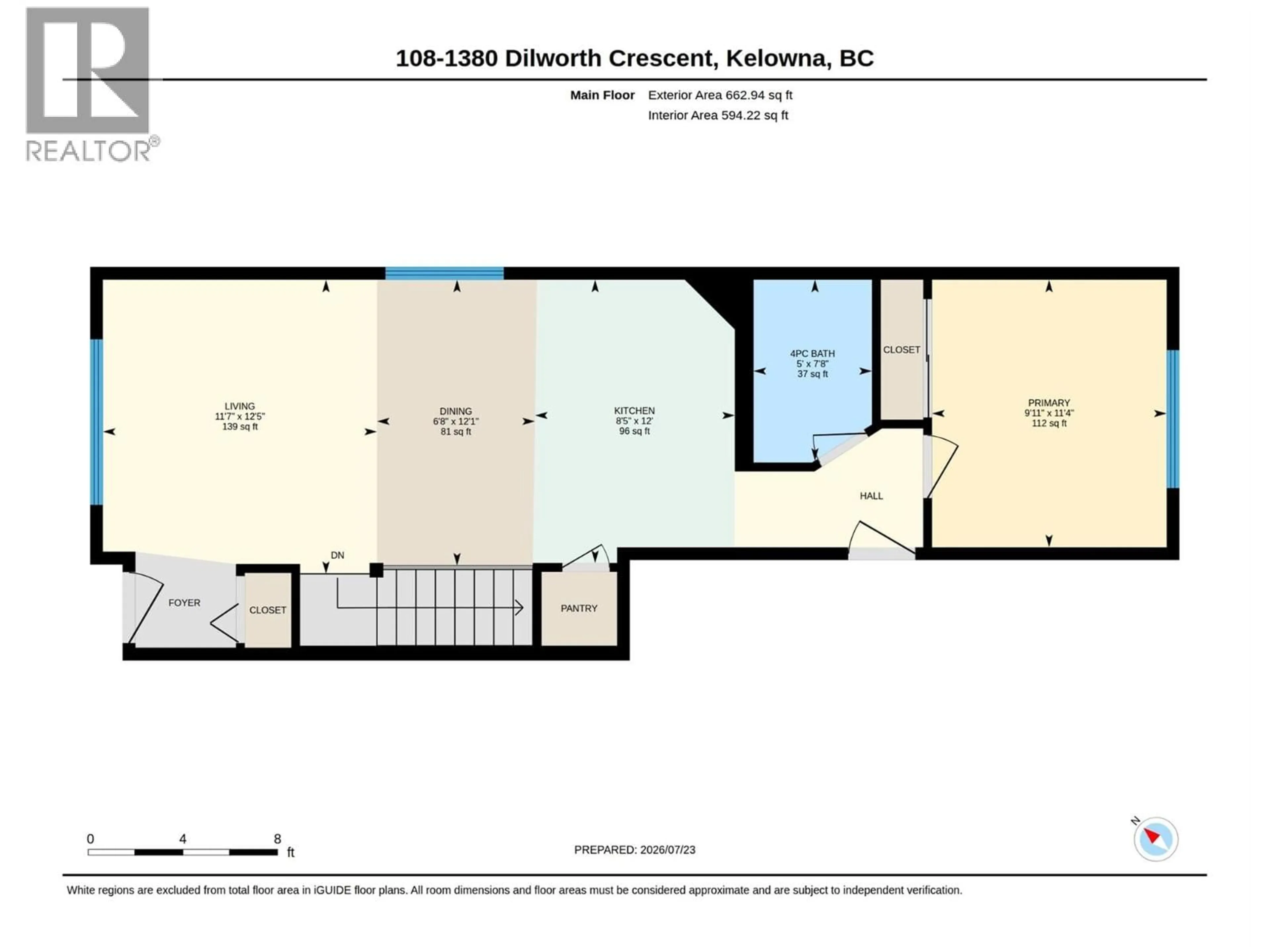 Floor plan for 108 - 1380 DILWORTH CRESCENT, Kelowna British Columbia V1Y4M5