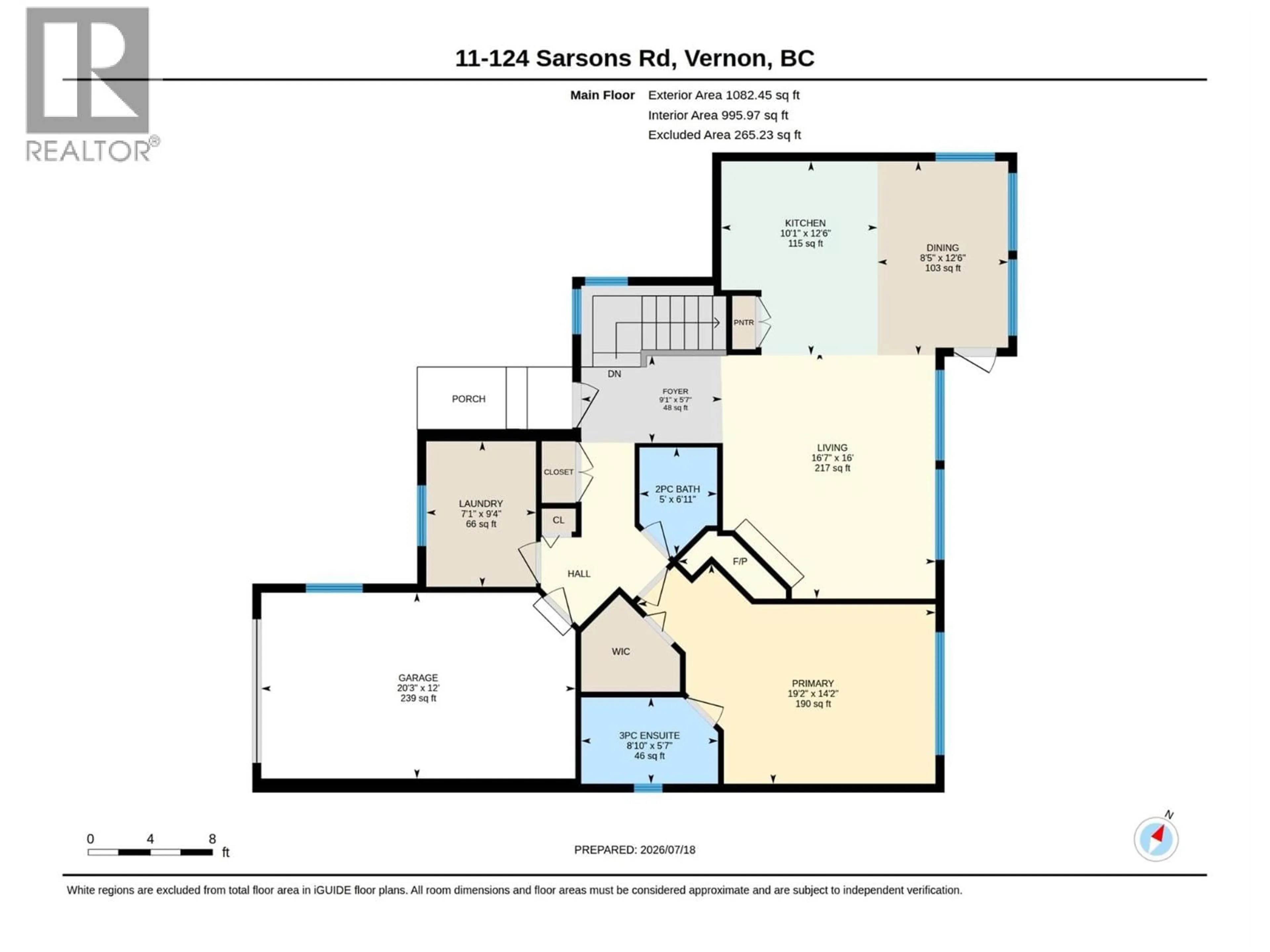 Floor plan for 11 - 124 SARSONS ROAD, Vernon British Columbia V1B2T9