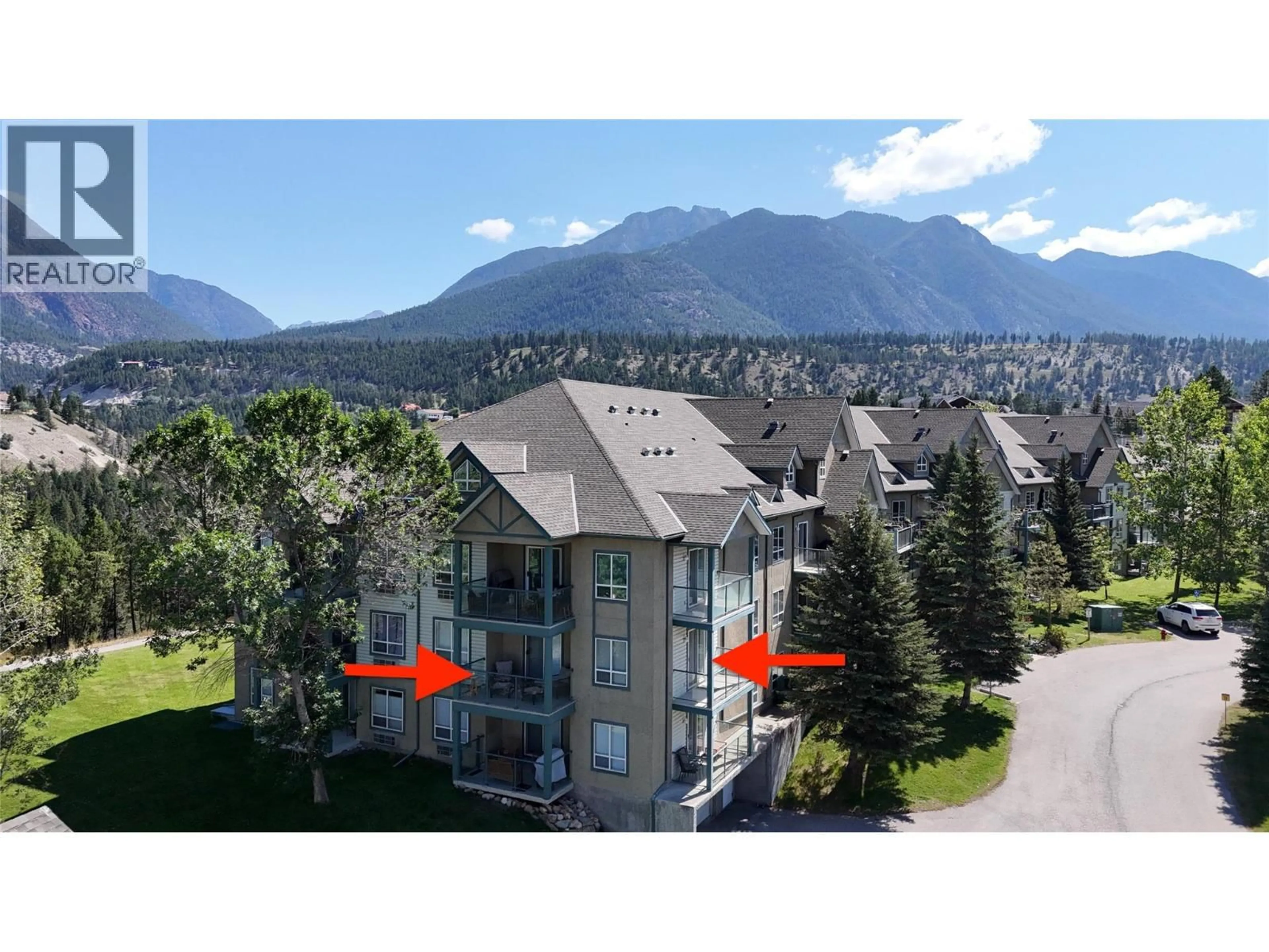 A pic from outside/outdoor area/front of a property/back of a property/a pic from drone, mountain view for 215 - 4769 FORSTERS LANDING ROAD, Radium Hot Springs British Columbia V0A1M0