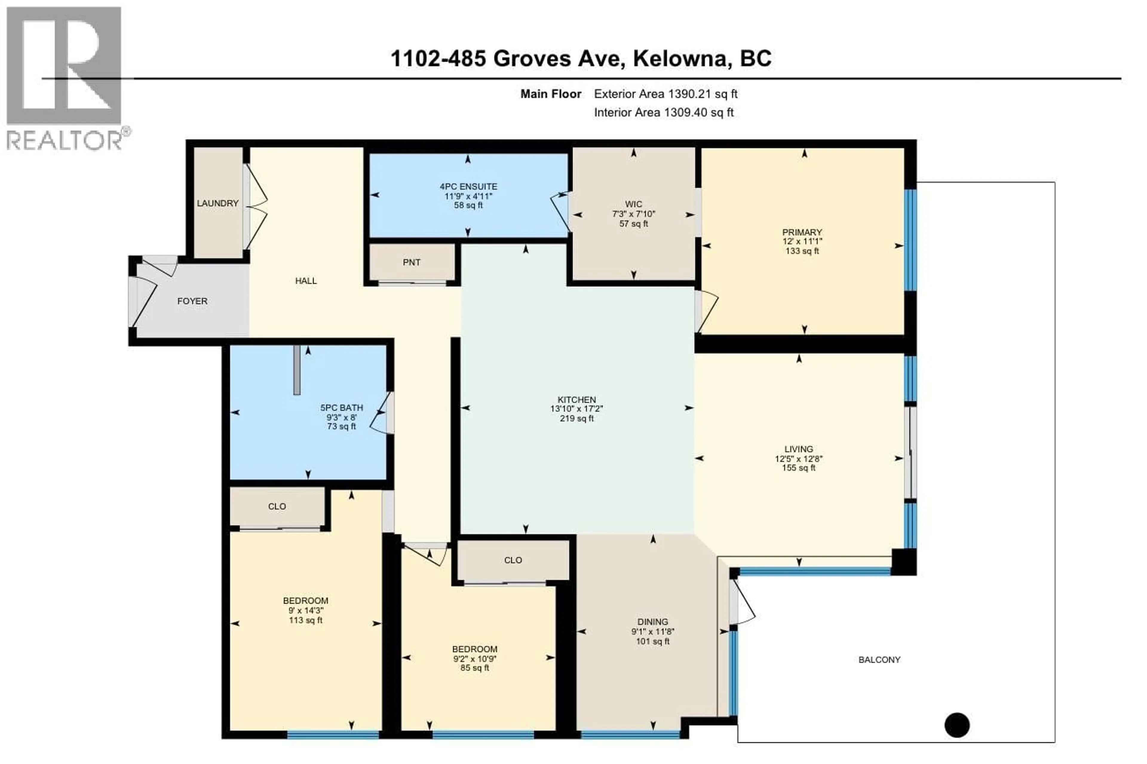 Floor plan for 1102 - 485 GROVES AVENUE, Kelowna British Columbia V1Y0C1