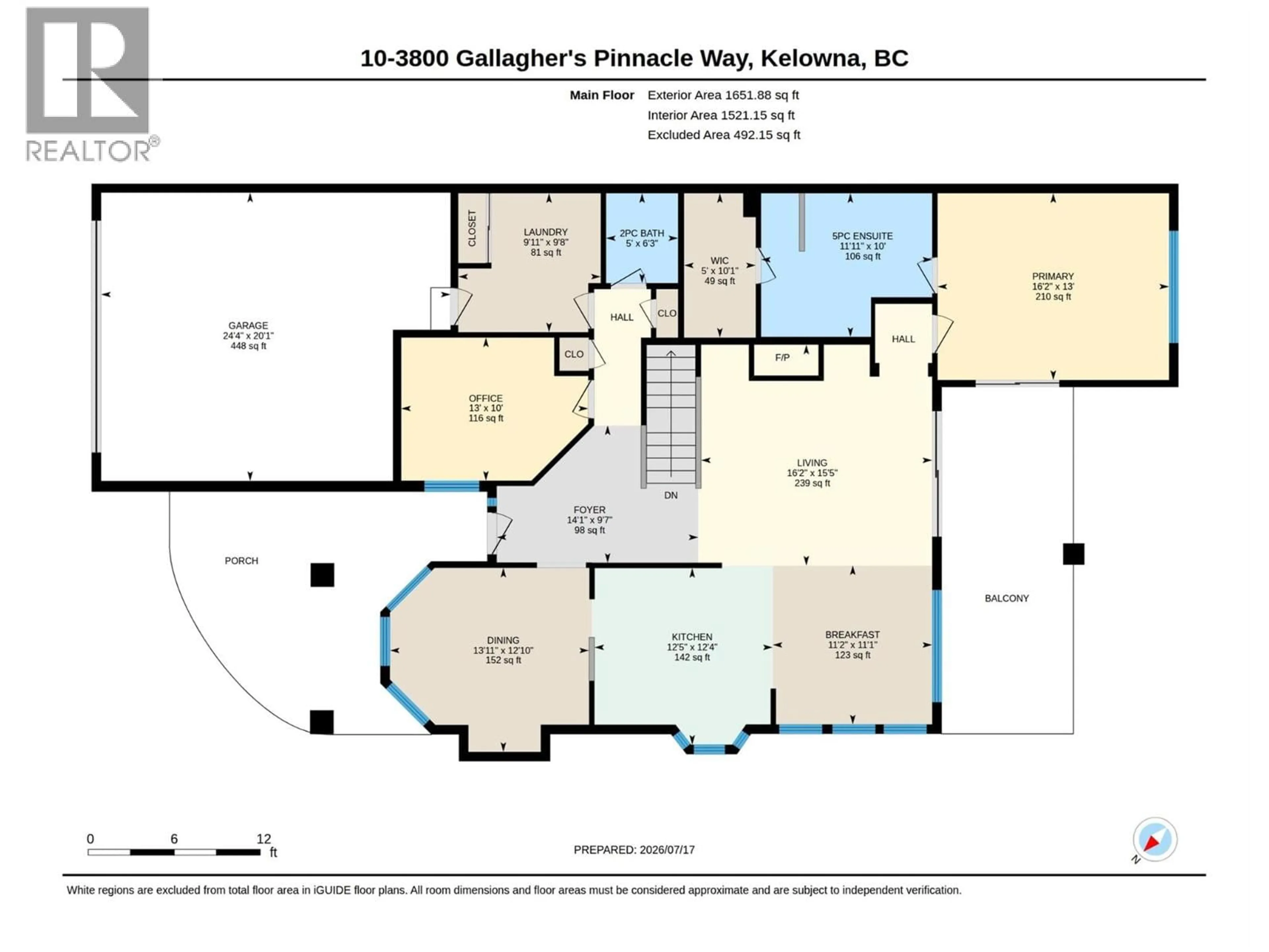 Floor plan for 10 - 3800 GALLAGHERS PINNACLE WAY, Kelowna British Columbia V1W3Z8