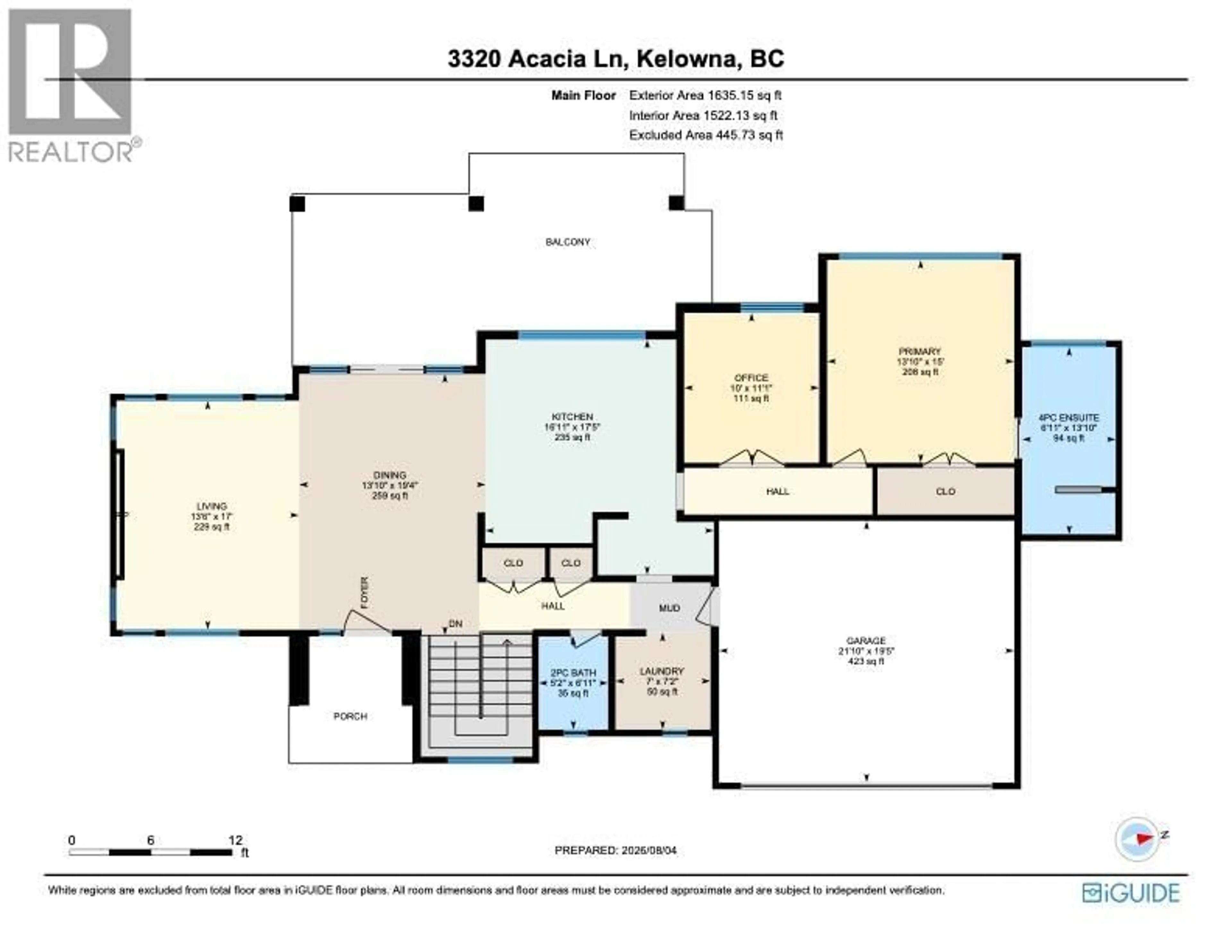 Floor plan for 3320 ACACIA LANE, Kelowna British Columbia V1V3G1