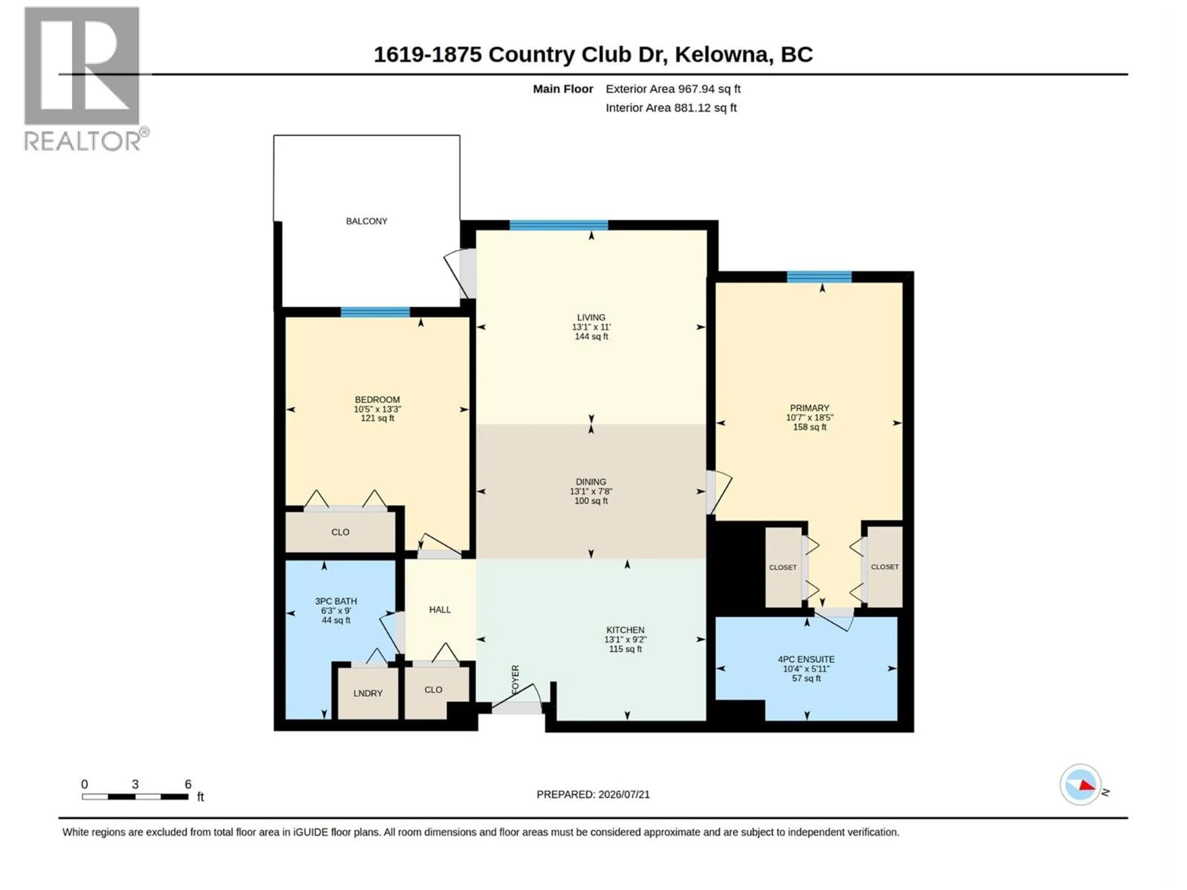 Floor plan for 1619 - 1875 COUNTRY CLUB DRIVE, Kelowna British Columbia V1V2W7
