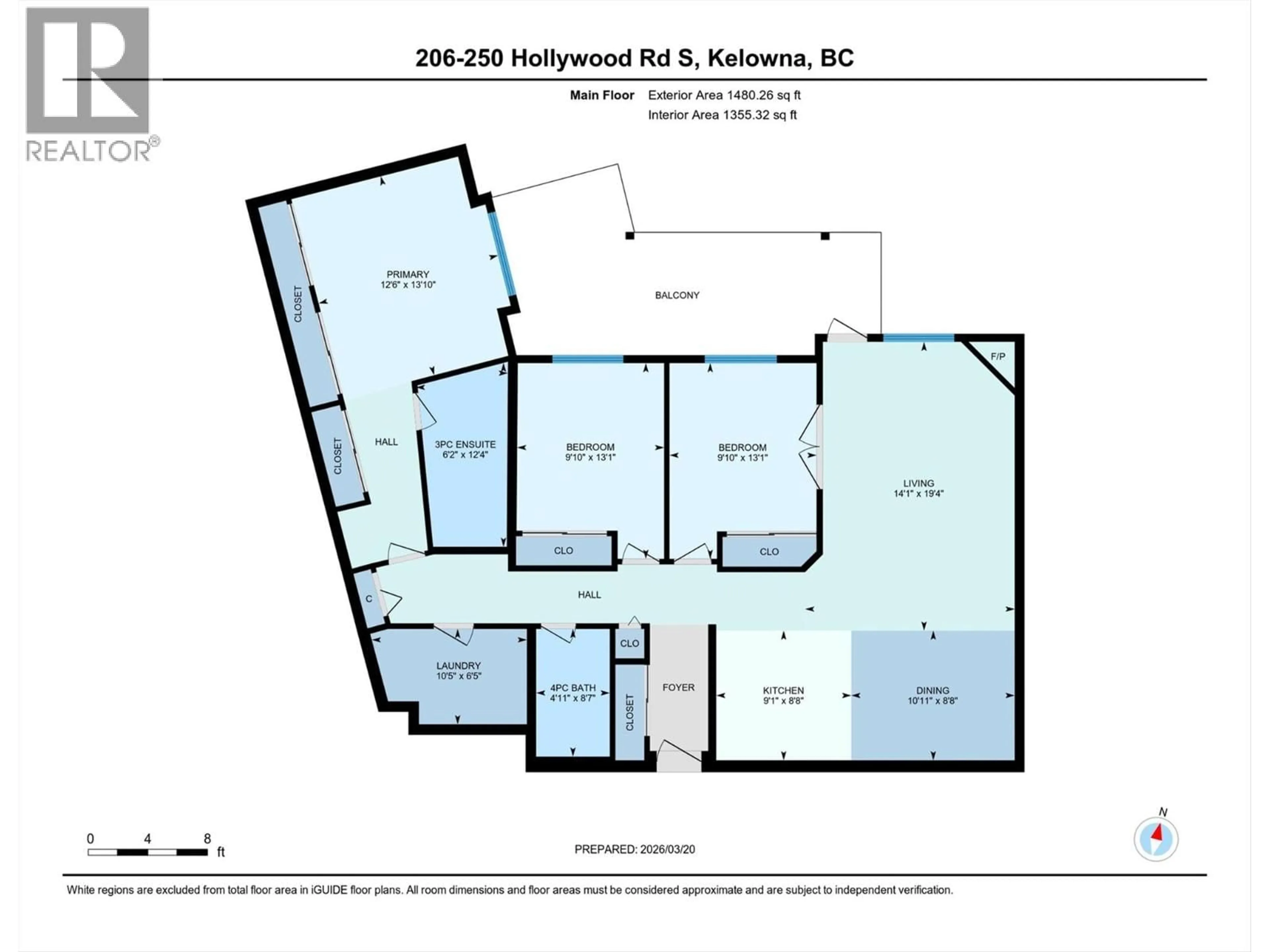 Floor plan for 206 - 250 HOLLYWOOD ROAD SOUTH, Kelowna British Columbia V1X3S9