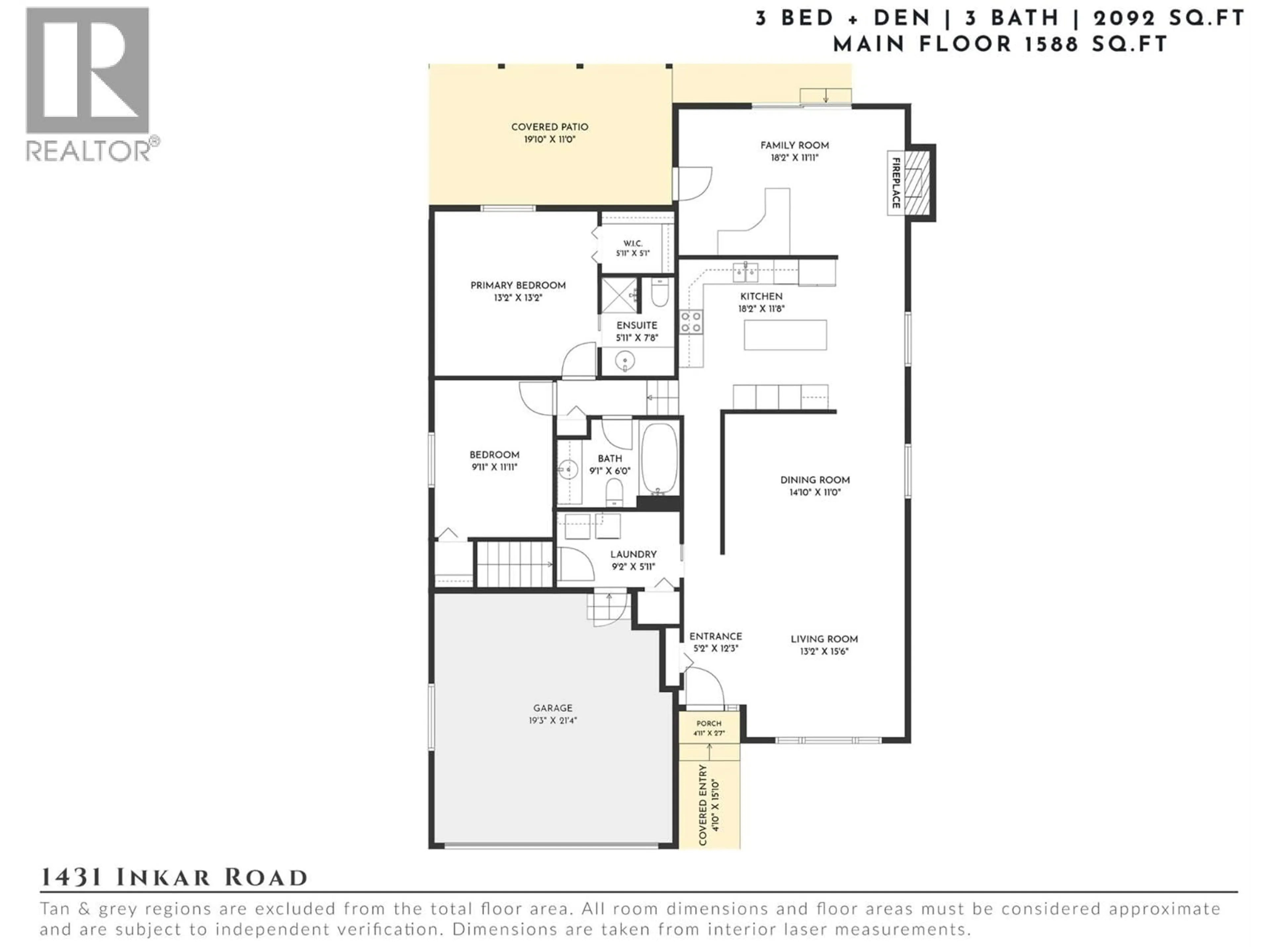 Floor plan for 1431 INKAR ROAD, Kelowna British Columbia V1Y8J1
