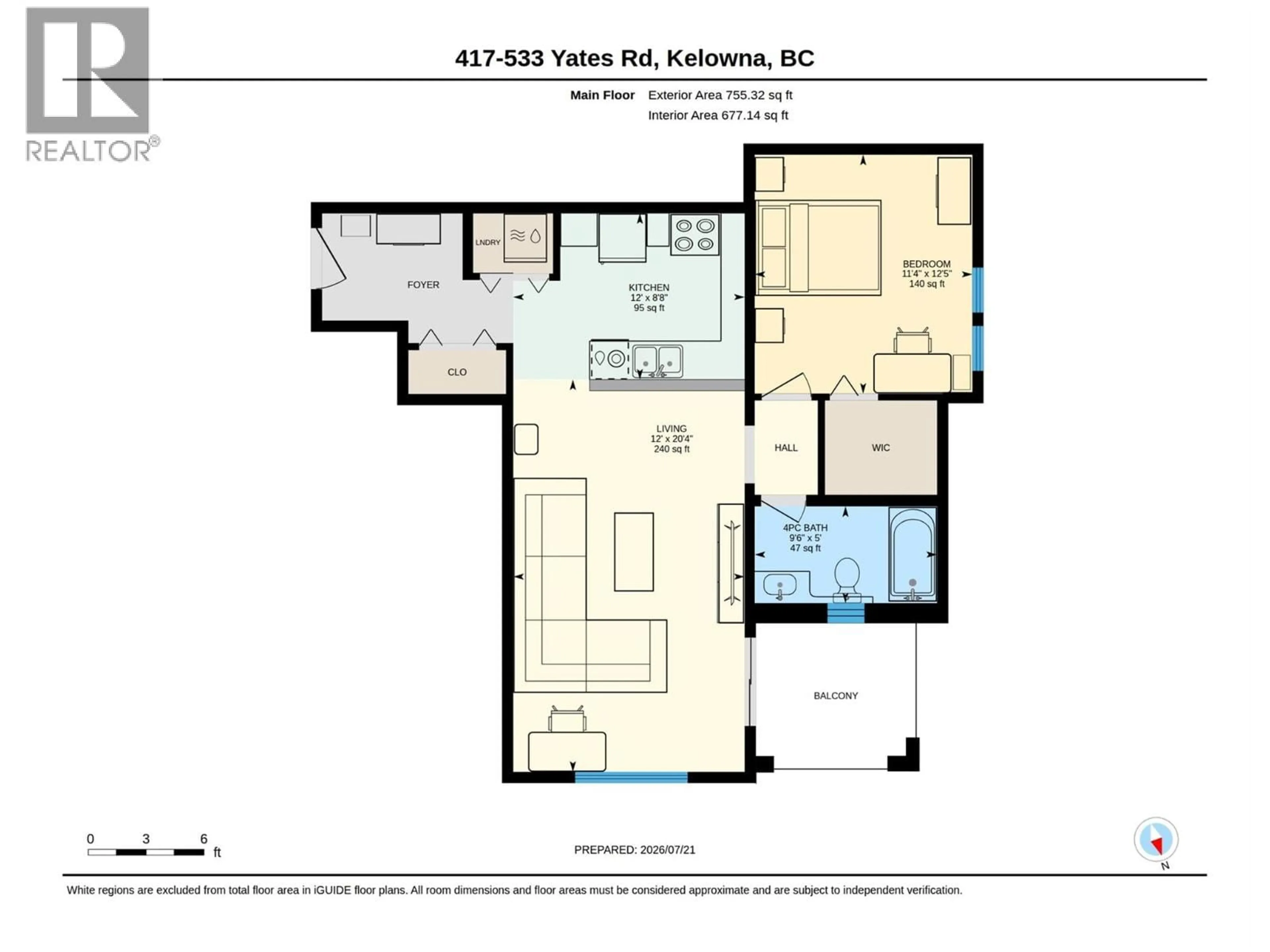 Floor plan for 417 - 533 YATES ROAD, Kelowna British Columbia V1V2T7