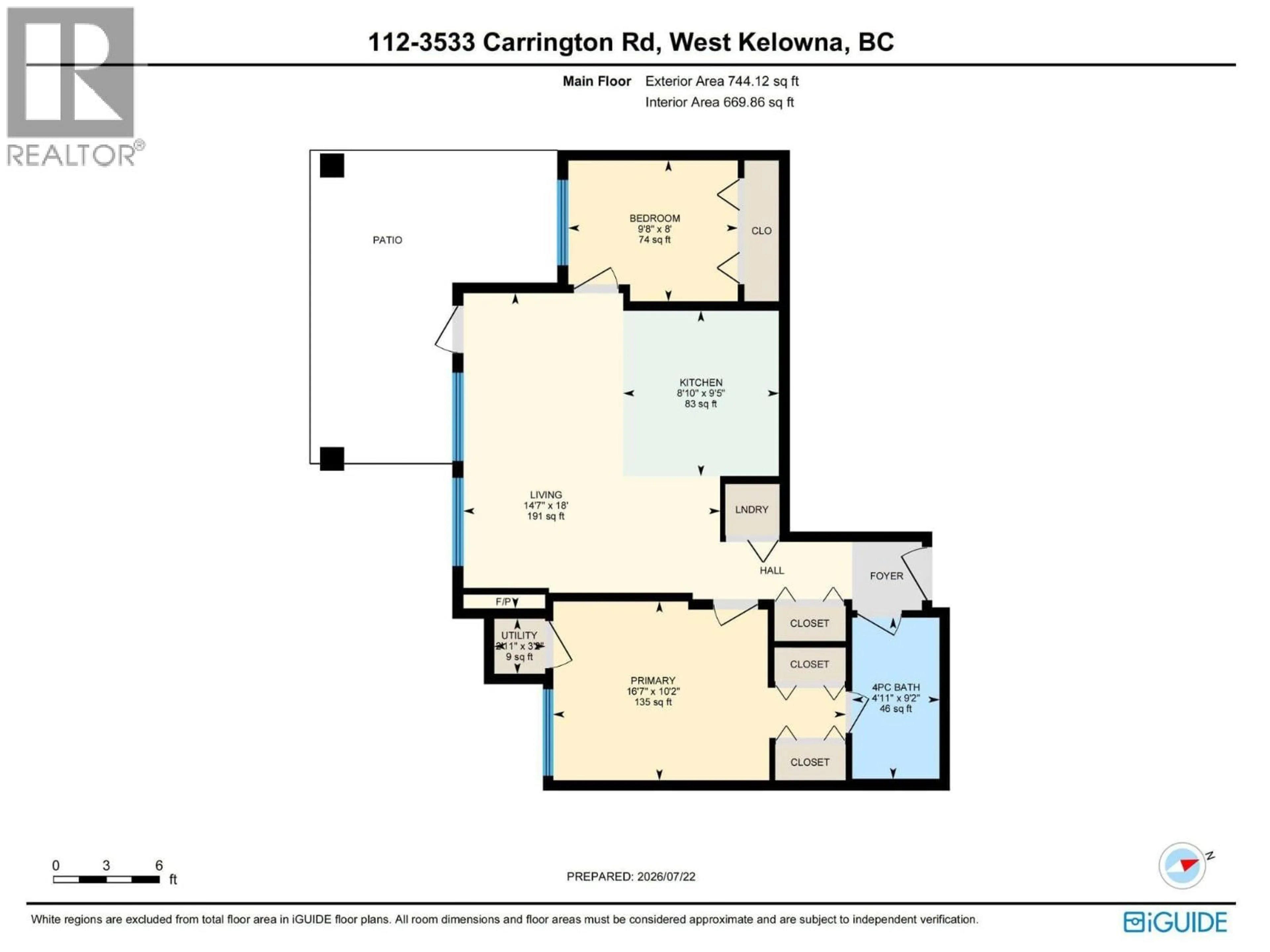 Floor plan for 112 - 3533 CARRINGTON ROAD, West Kelowna British Columbia V4T2Z9
