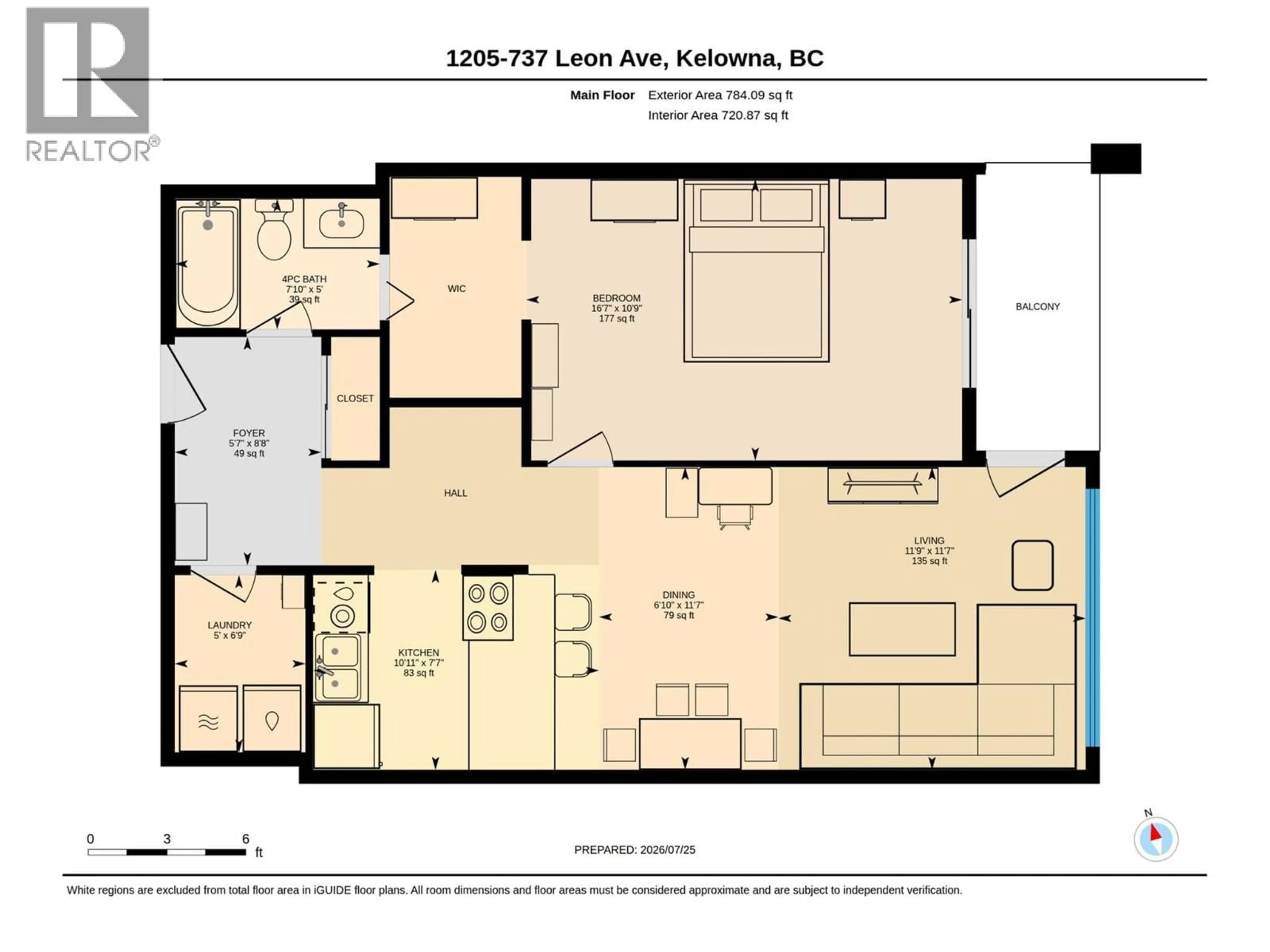 Floor plan for 1205 - 737 LEON AVENUE, Kelowna British Columbia V1Y8L6