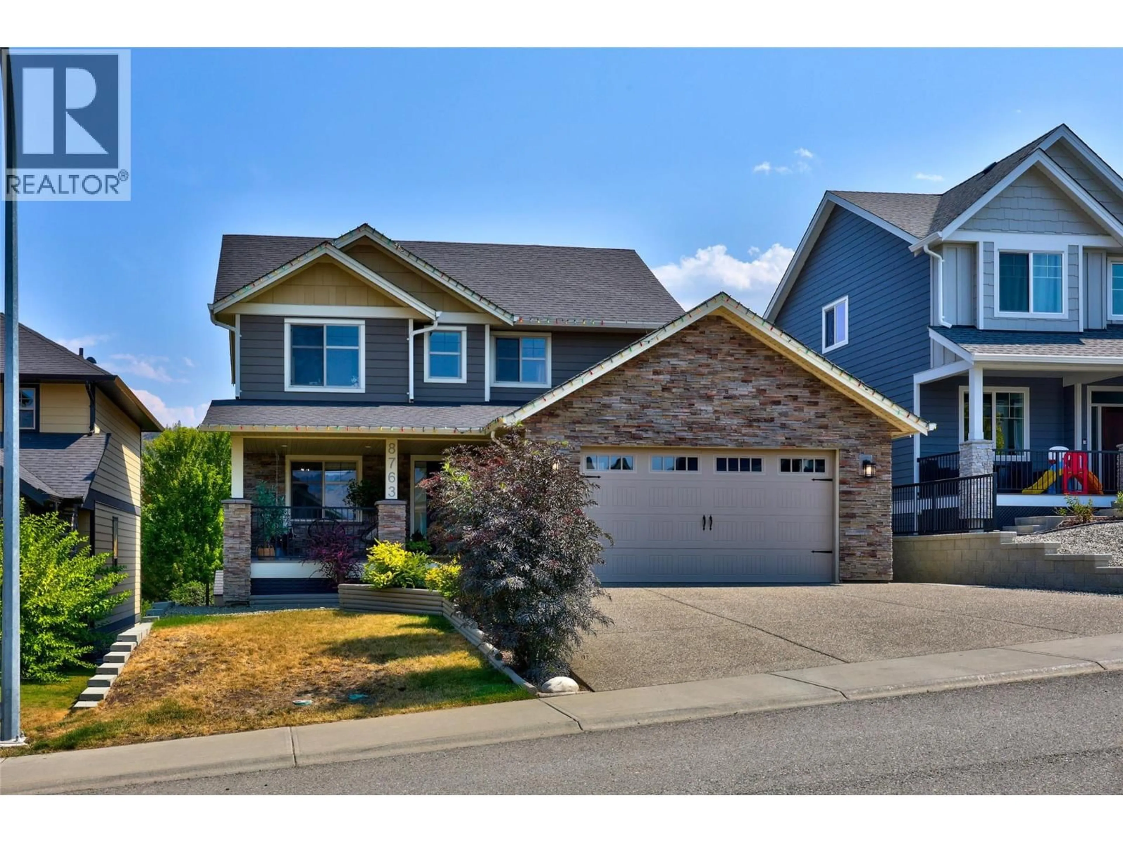 Home with vinyl exterior material, street for 8763 BADGER DRIVE, Kamloops British Columbia V2C0B2