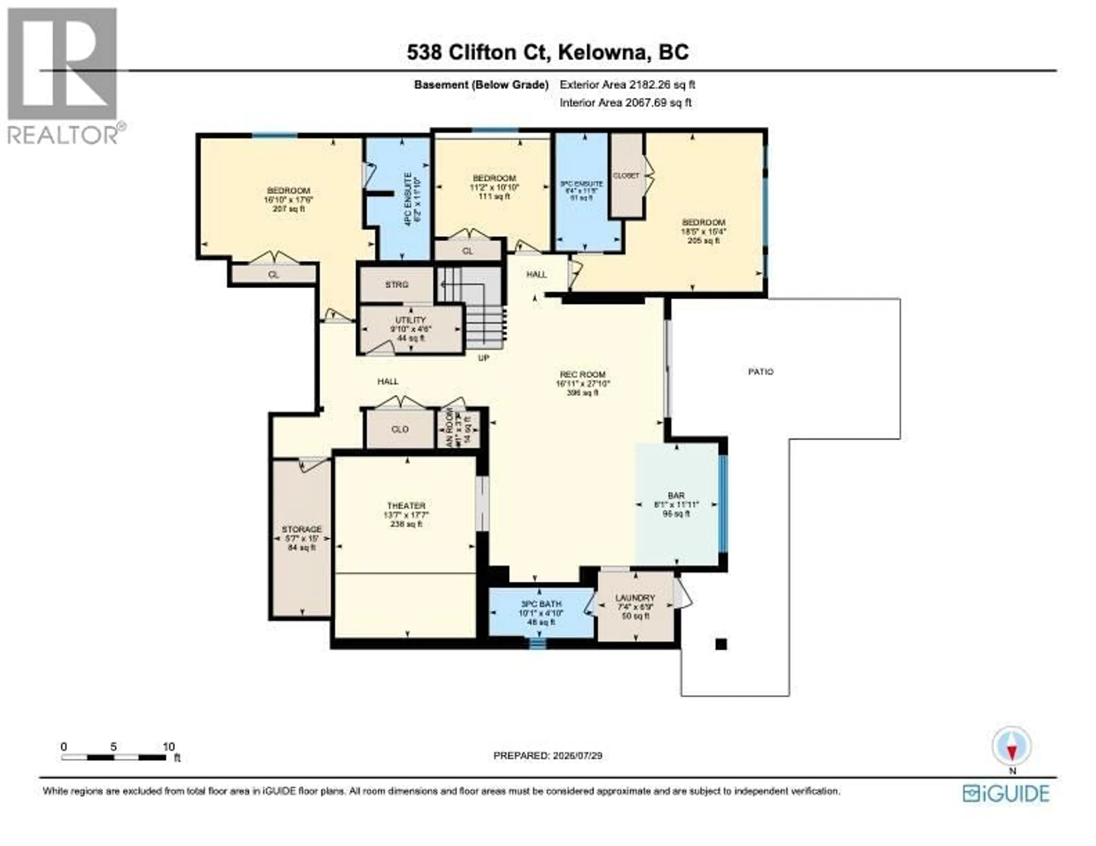 Floor plan for 538 CLIFTON COURT, Kelowna British Columbia V1V0B7