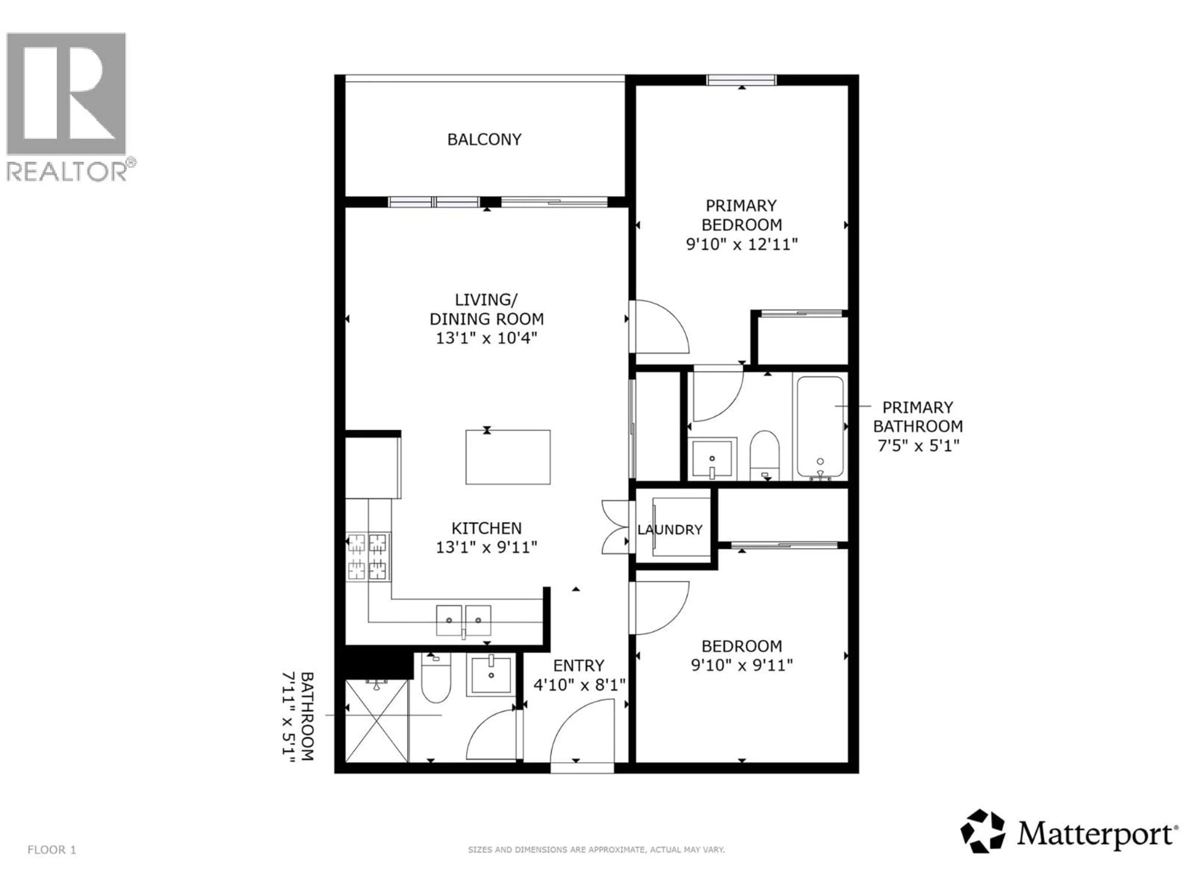 Floor plan for 103 - 883 ACADEMY WAY, Kelowna British Columbia V1V0A3
