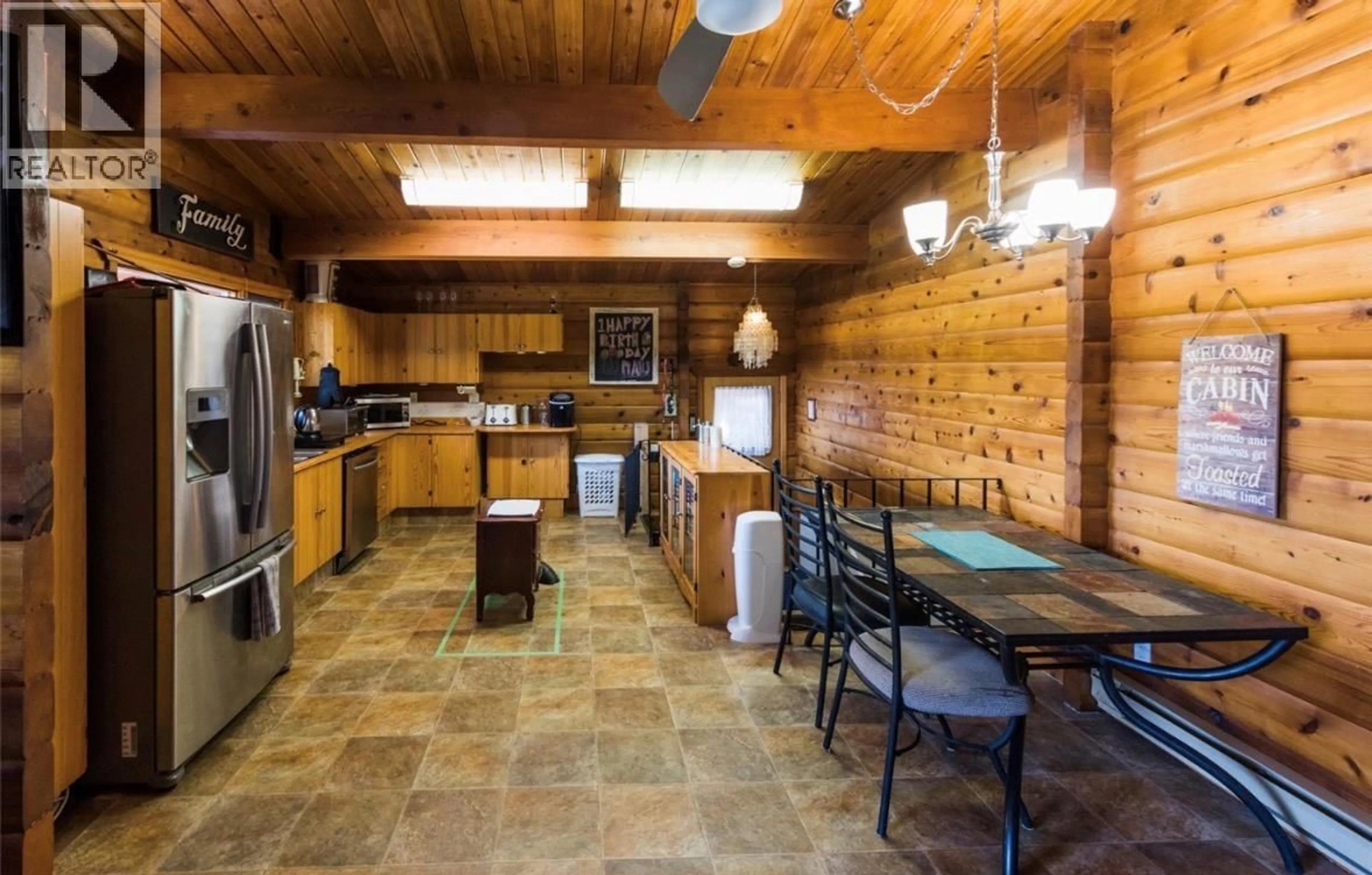 Rustic kitchen, ceramic/tile floor for 5785 SEYMOUR ROAD, Celista British Columbia V0E1M6