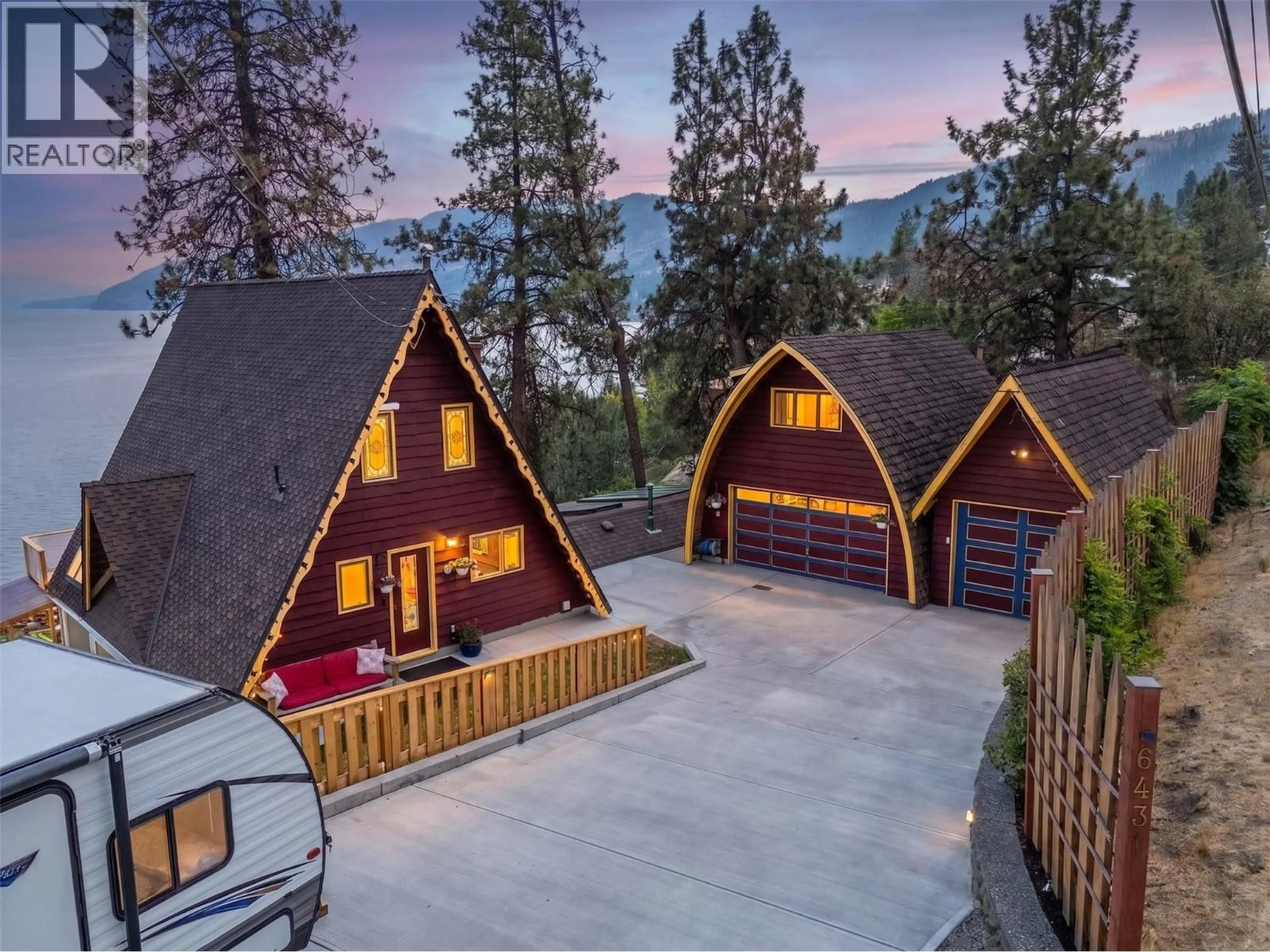 A pic from outside/outdoor area/front of a property/back of a property/a pic from drone, mountain view for 6431 RENFREW ROAD, Peachland British Columbia V0H1X7