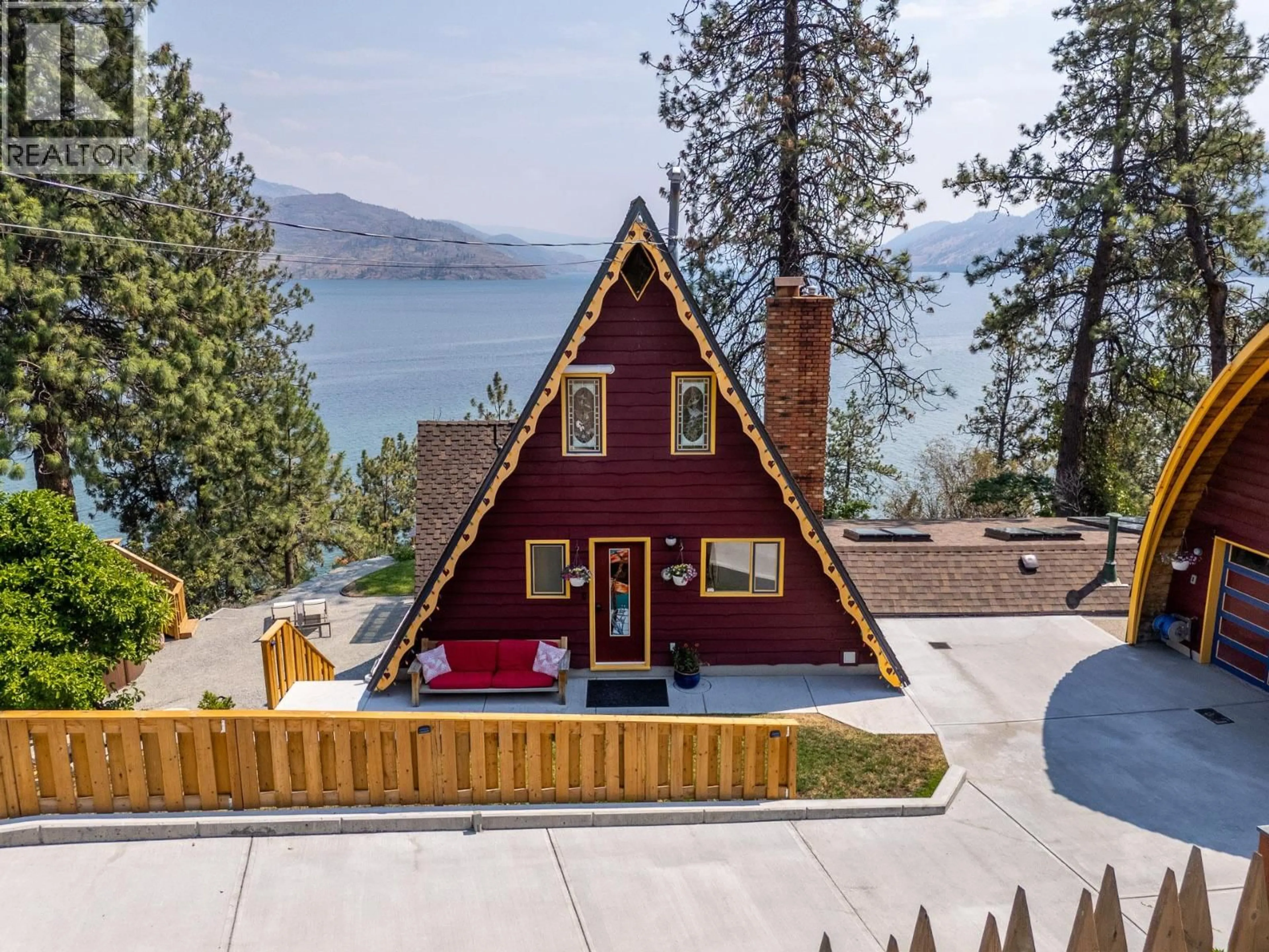 A pic from outside/outdoor area/front of a property/back of a property/a pic from drone, water/lake/river/ocean view for 6431 RENFREW ROAD, Peachland British Columbia V0H1X7