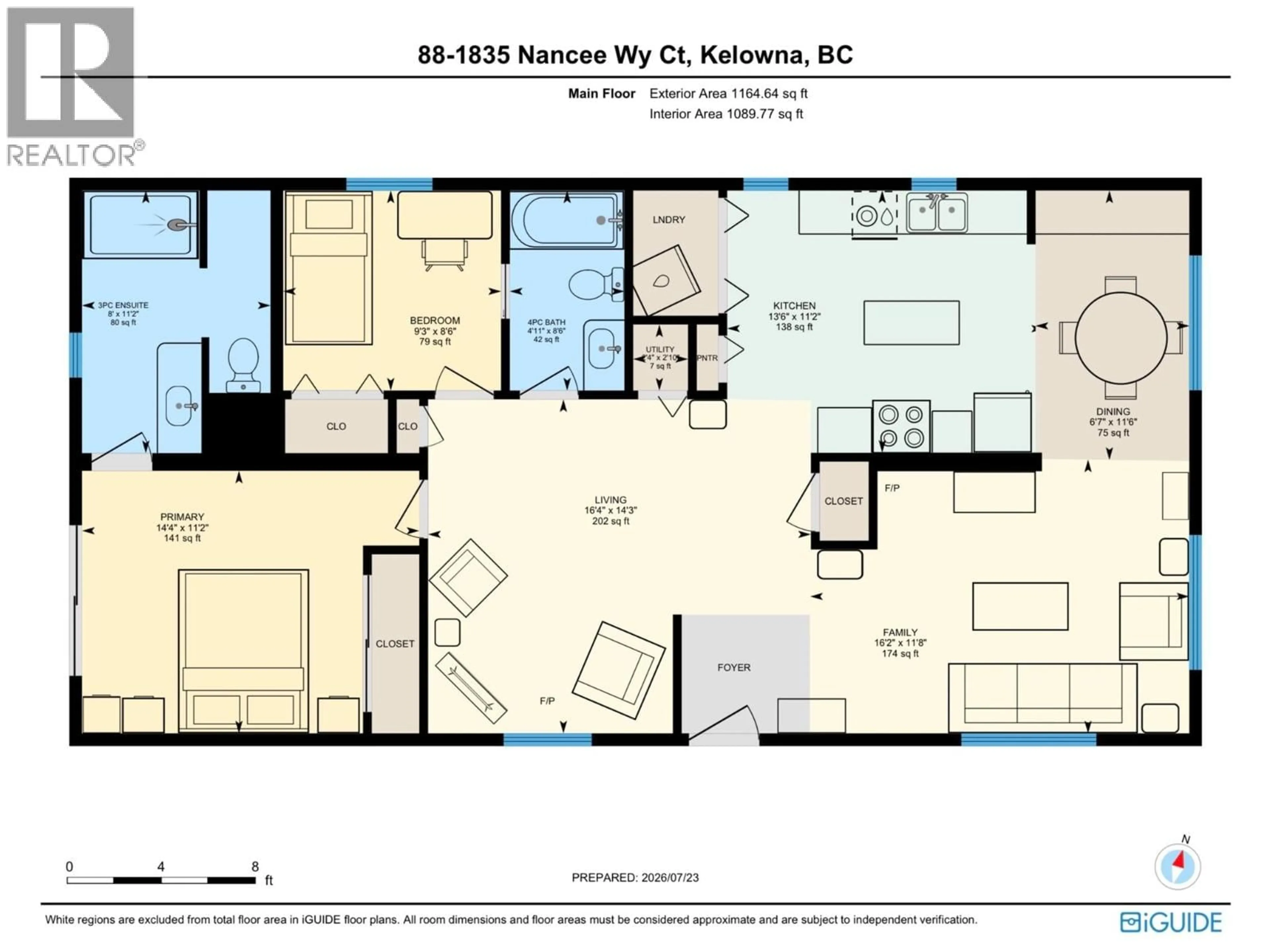 Floor plan for 88 - 1835 NANCEE WAY COURT, Kelowna British Columbia V1Z4C1