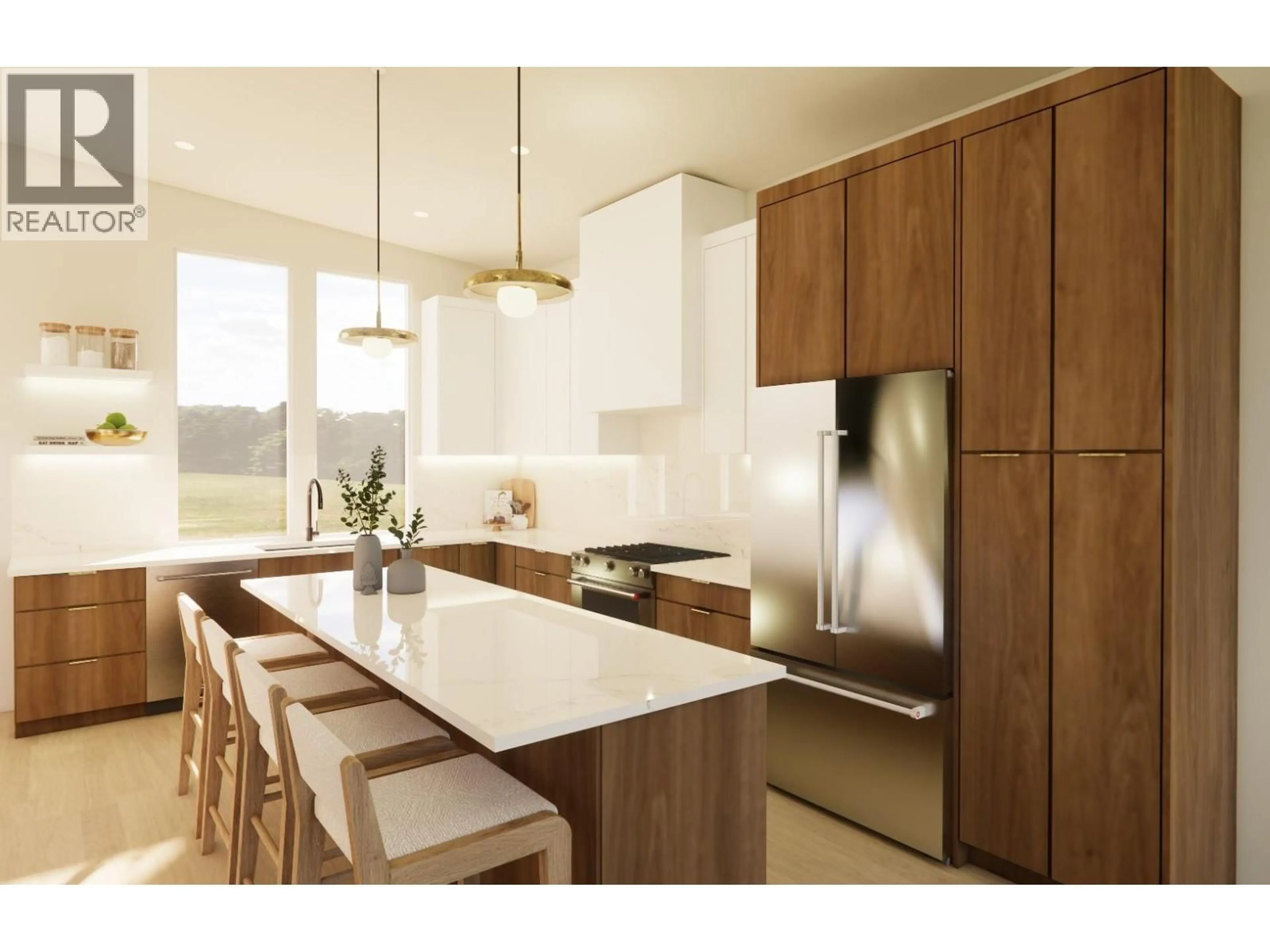 Contemporary kitchen, wood/laminate floor for 18 - 1960 NORTHERN FLICKER COURT, Kelowna British Columbia V1V0G3