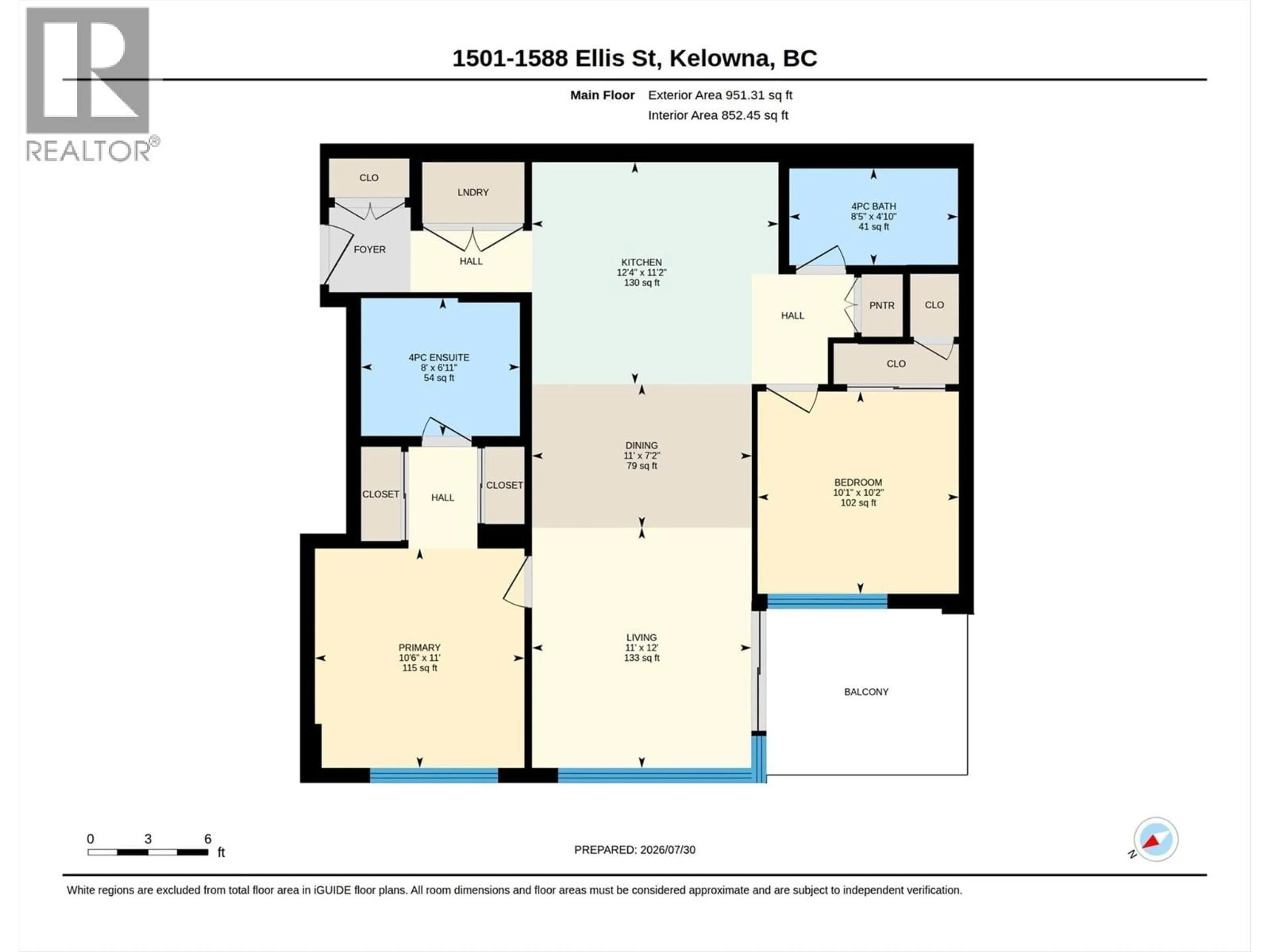 Floor plan for 1501 - 1588 ELLIS STREET, Kelowna British Columbia V1Y0H1