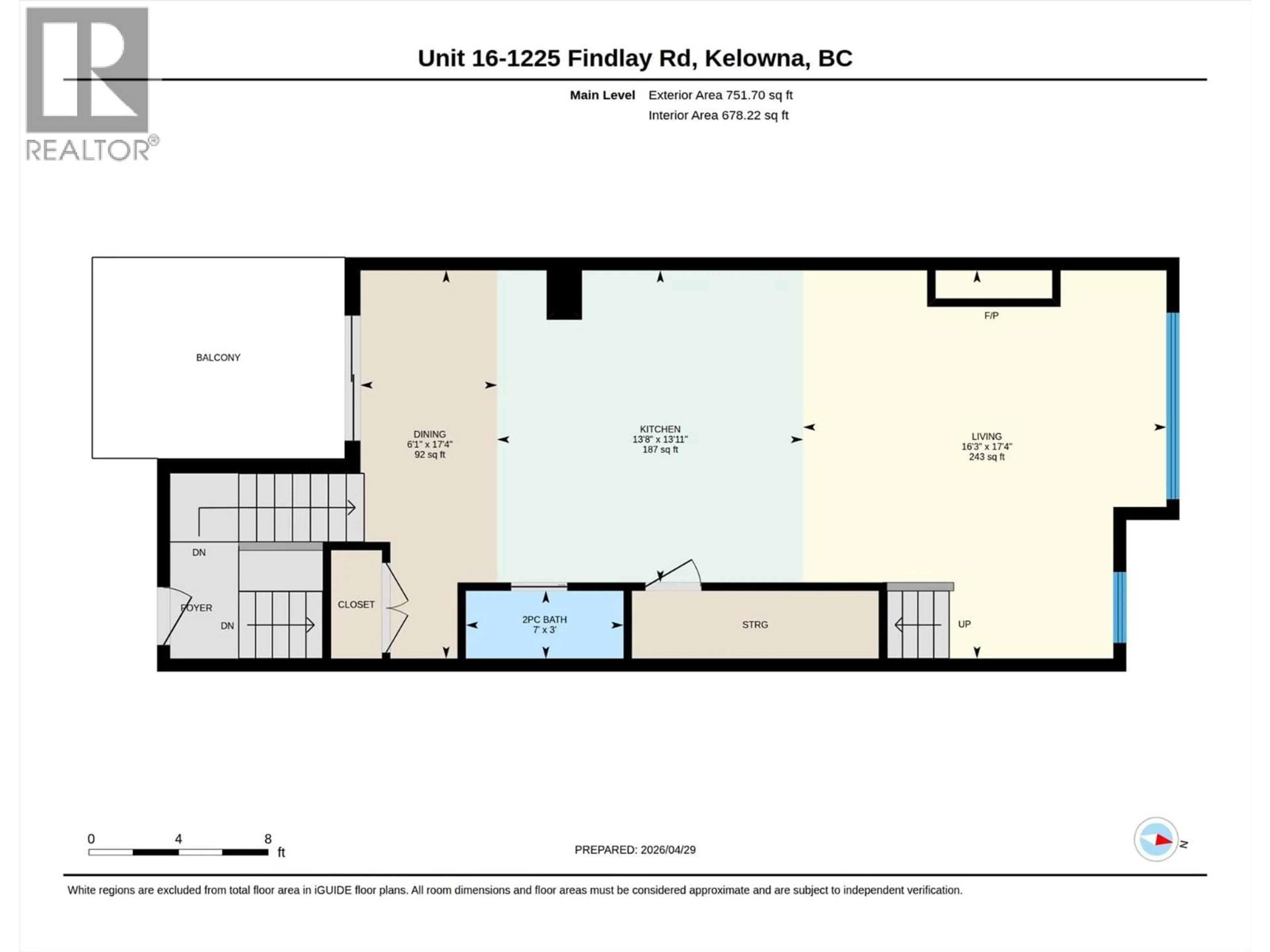 Floor plan for 16 - 1225 FINDLAY ROAD, Kelowna British Columbia V1X5B1