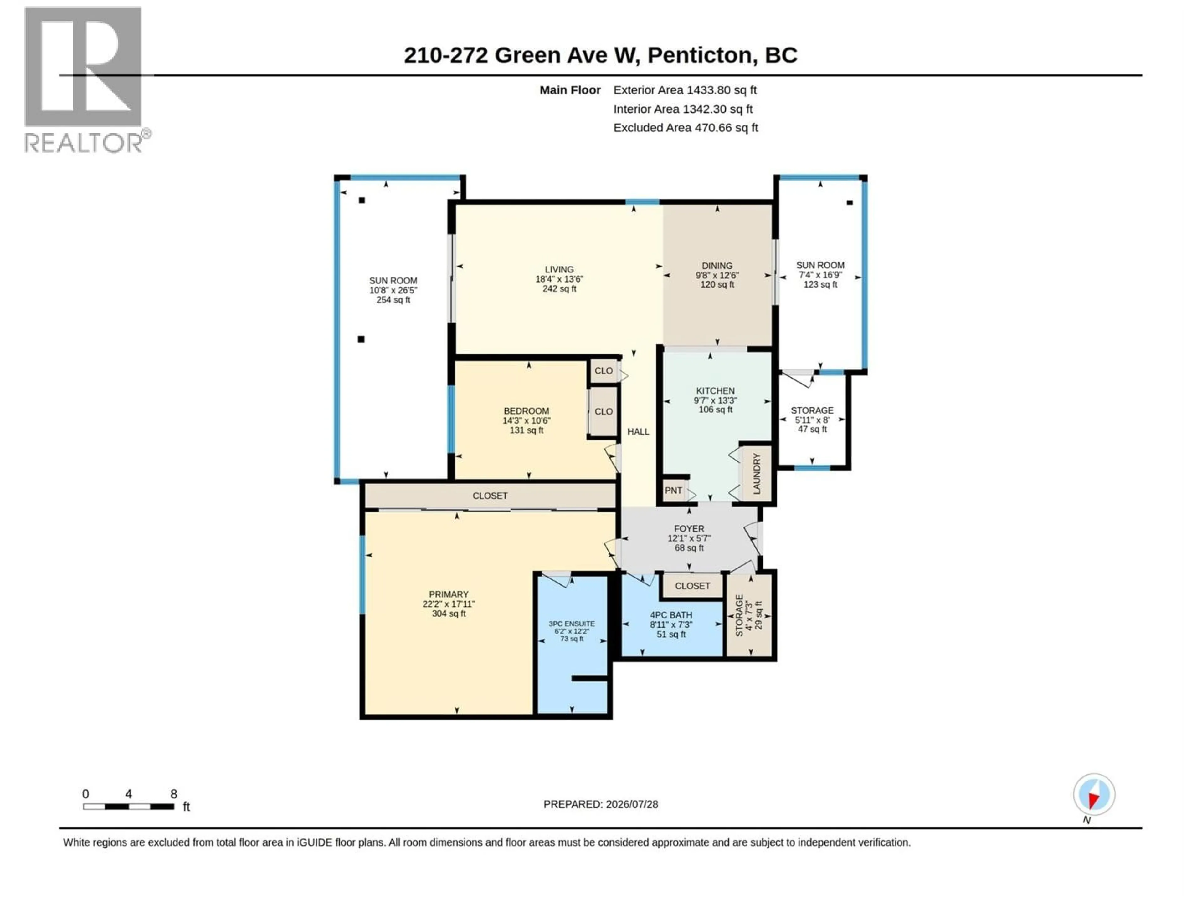 Floor plan for 210 - 272 GREEN AVENUE WEST, Penticton British Columbia V2A3T2