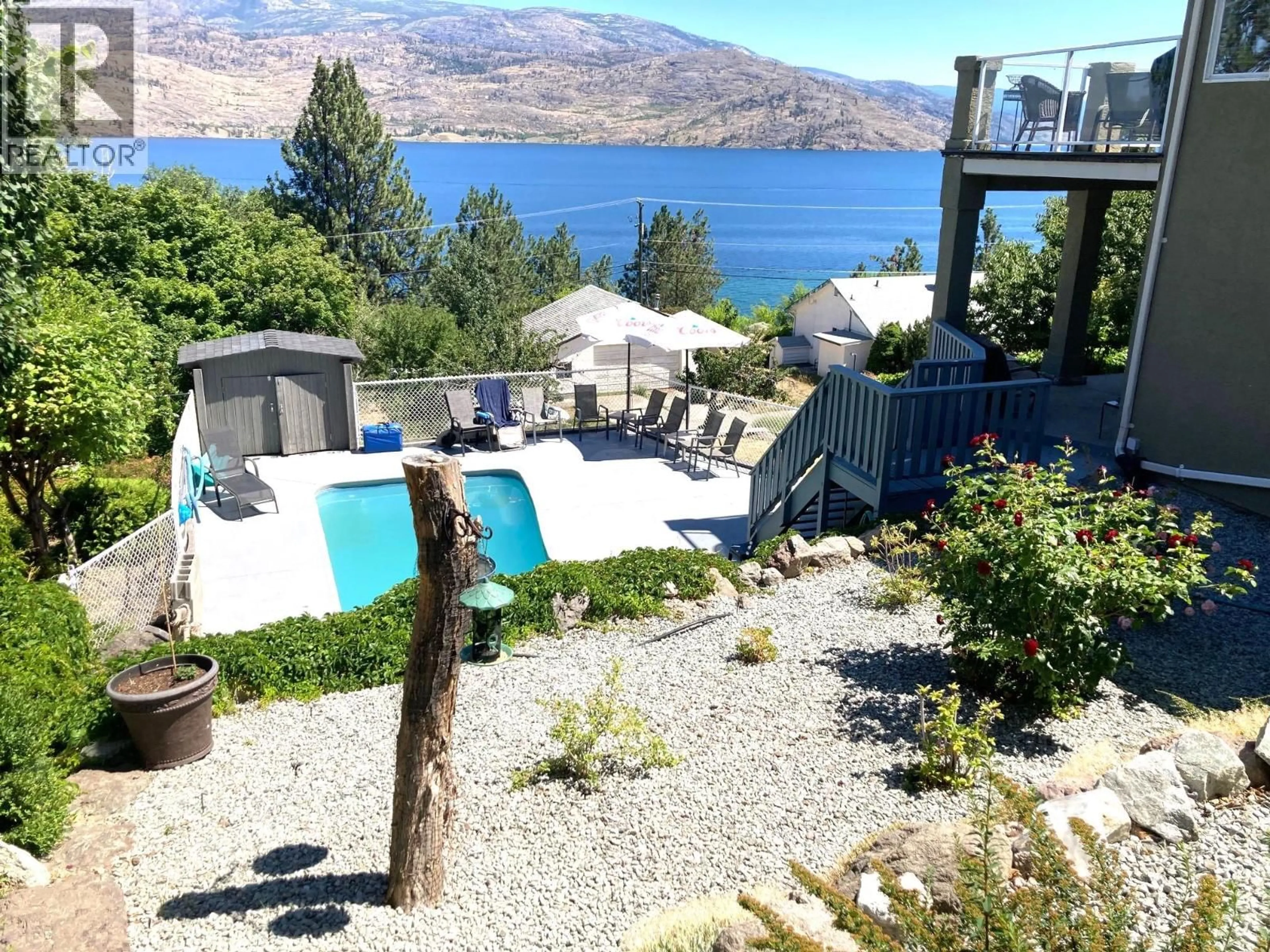 A pic from outside/outdoor area/front of a property/back of a property/a pic from drone, water/lake/river/ocean view for 6515 FERGUSON PLACE, Peachland British Columbia V0H1X7
