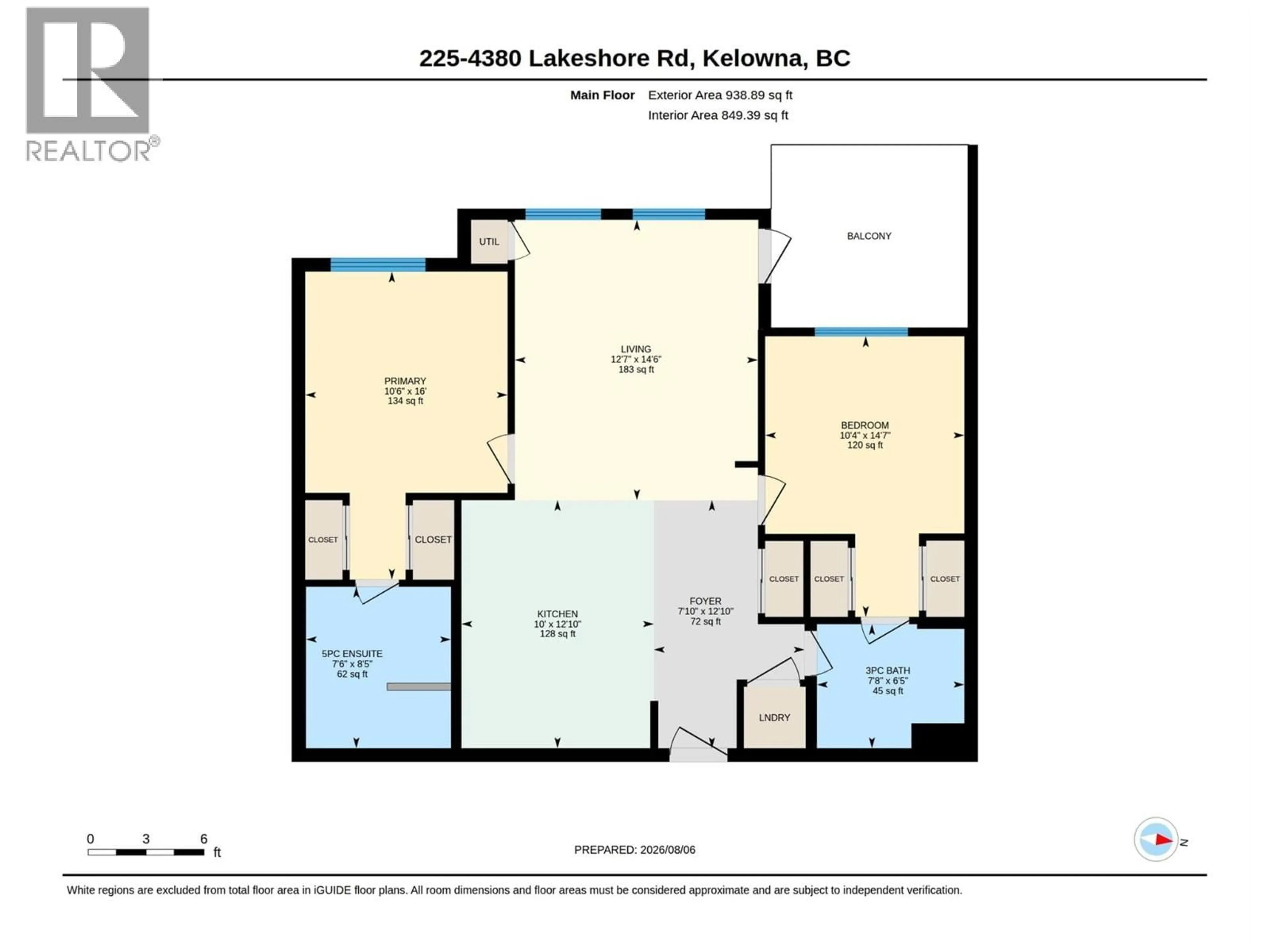 Floor plan for 225 - 4380 LAKESHORE ROAD, Kelowna British Columbia V1W5N3