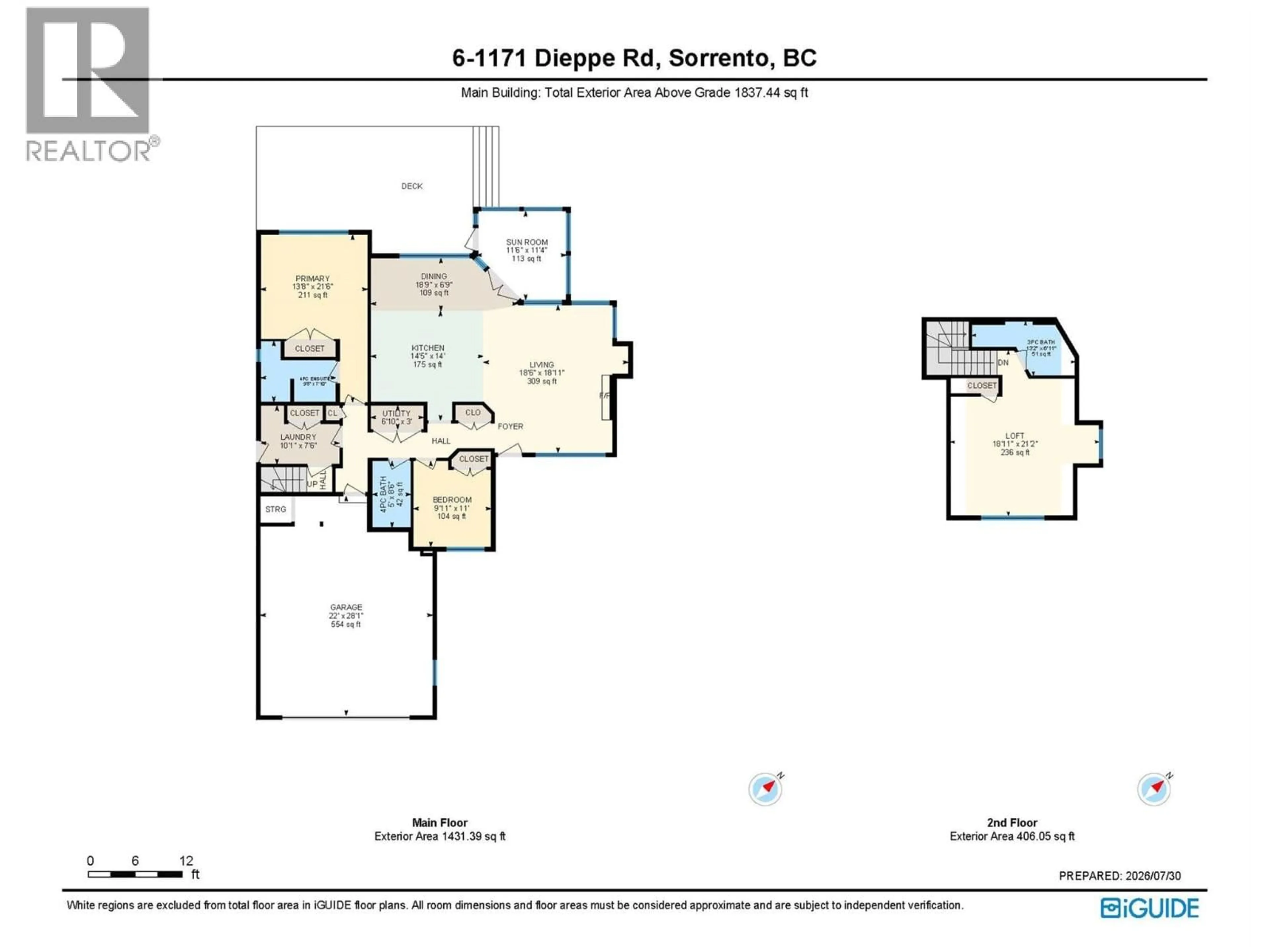 Floor plan for 6 - 1171 DIEPPE ROAD, Sorrento British Columbia V0E2W0