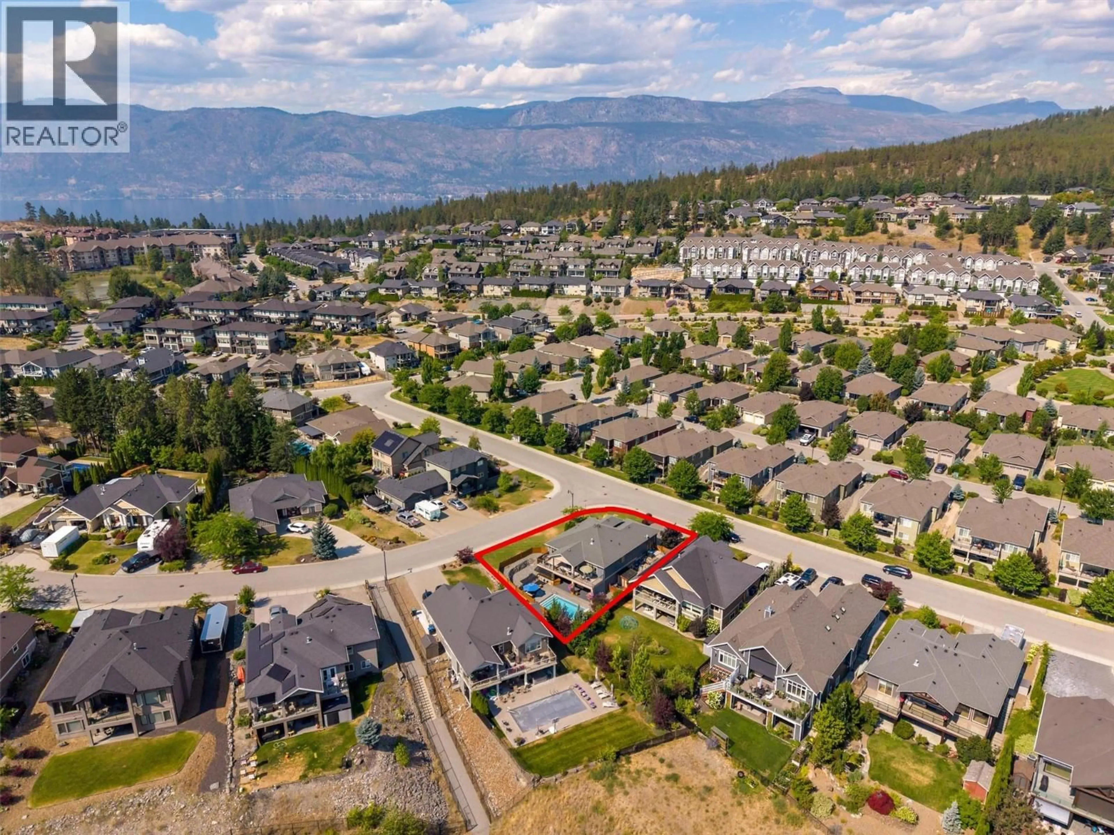 A pic from outside/outdoor area/front of a property/back of a property/a pic from drone, mountain view for 12931 EAST RIDGE DRIVE, Lake Country British Columbia V4V2R2