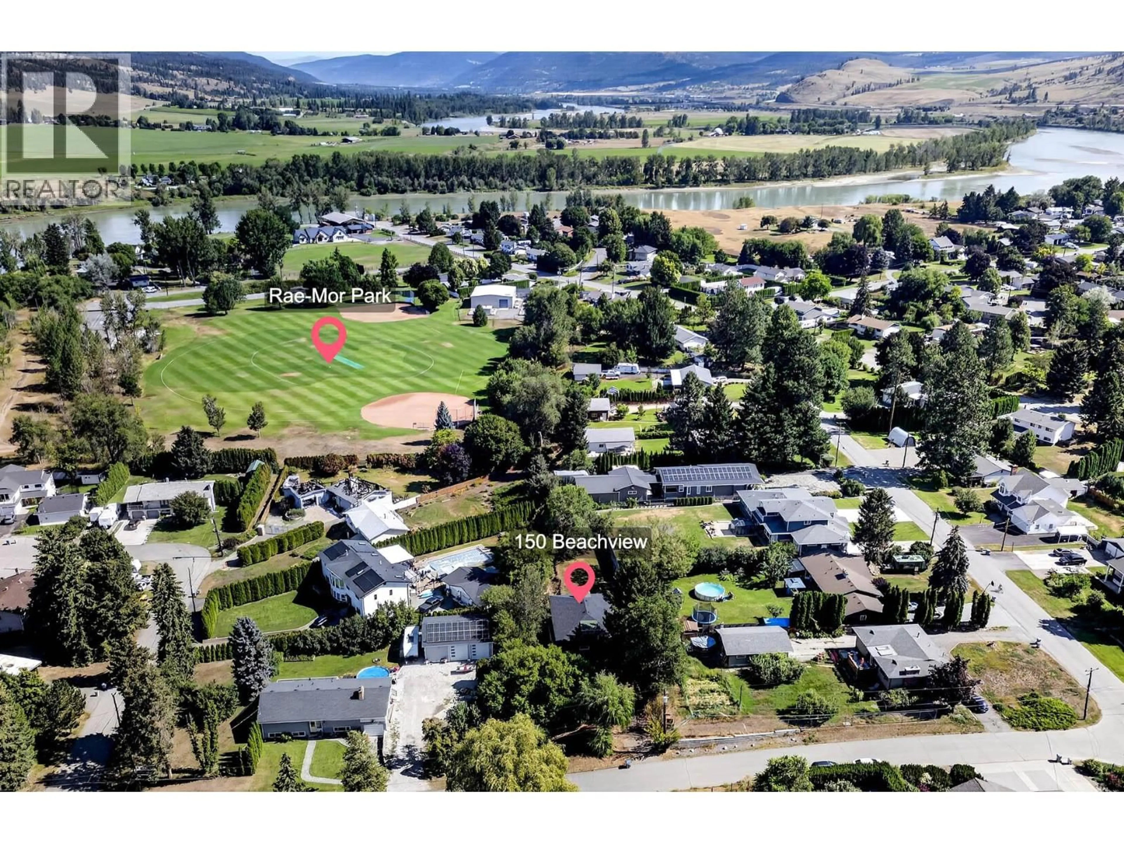 A pic from outside/outdoor area/front of a property/back of a property/a pic from drone, mountain view for 150 BEACHVIEW ROAD, Kamloops British Columbia V2H1M5