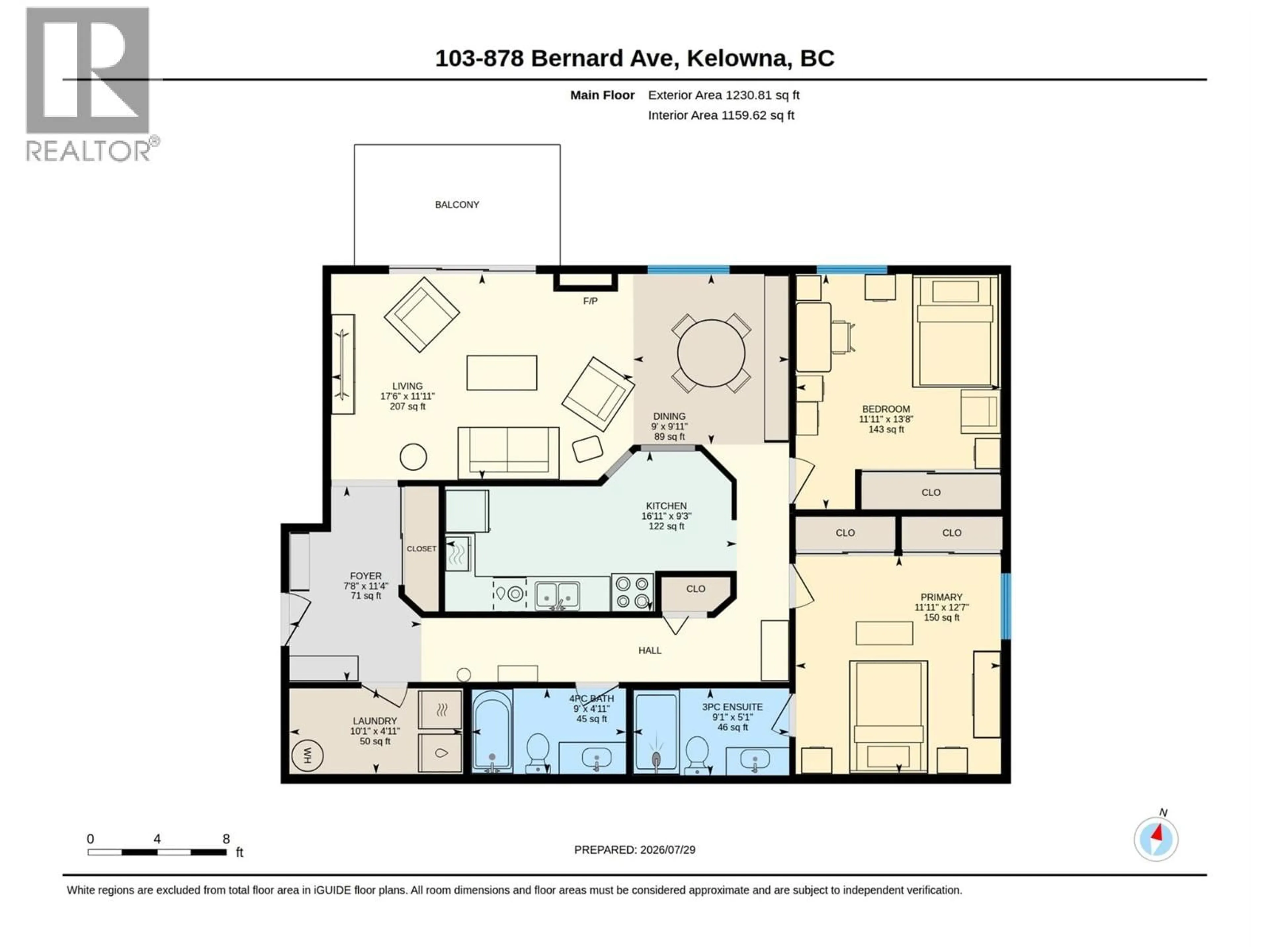 Floor plan for 103 - 878 BERNARD AVENUE, Kelowna British Columbia V1Y6P5