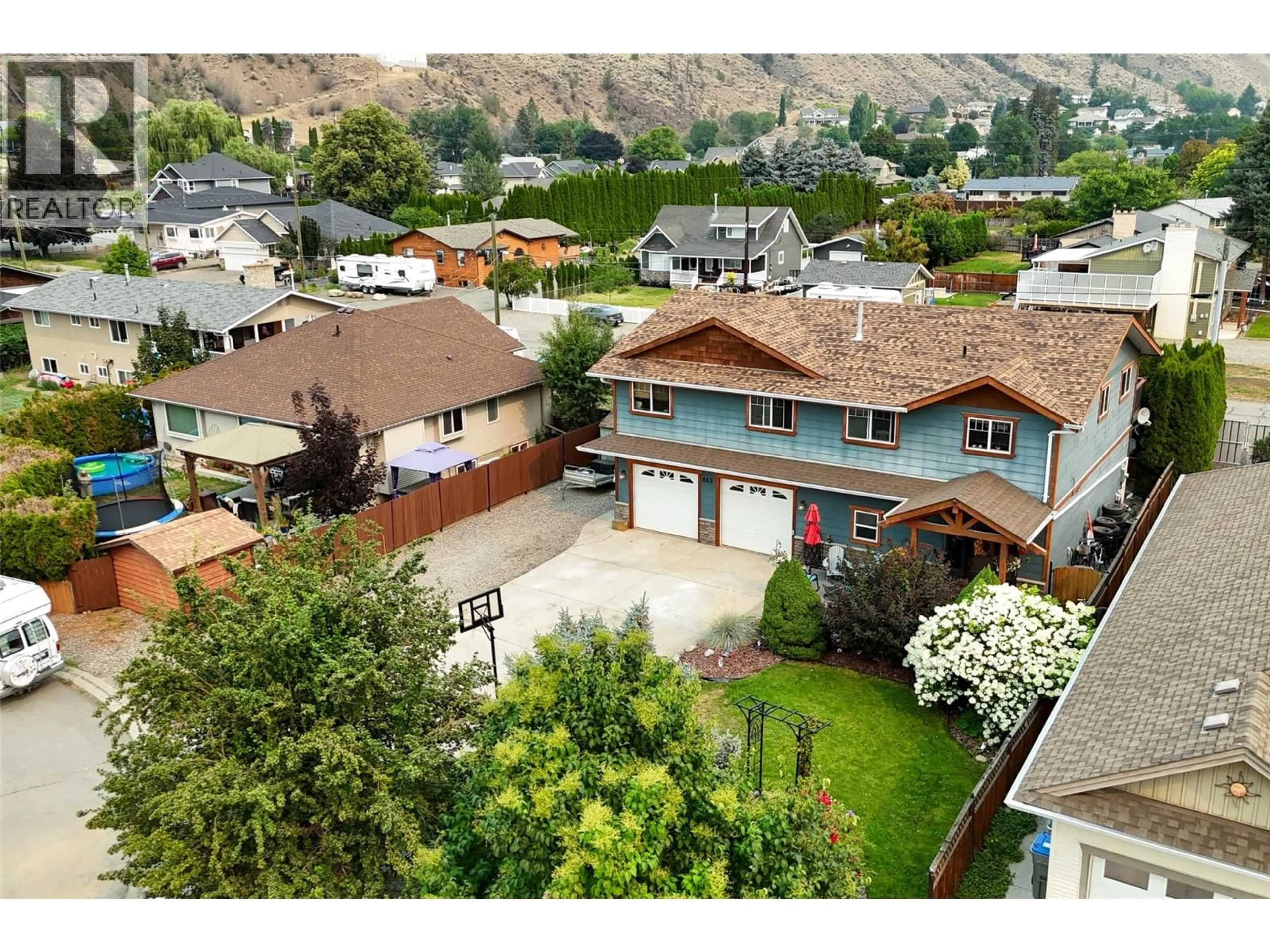 A pic from outside/outdoor area/front of a property/back of a property/a pic from drone, mountain view for 863 SERLE COURT, Kamloops British Columbia V2B6L8