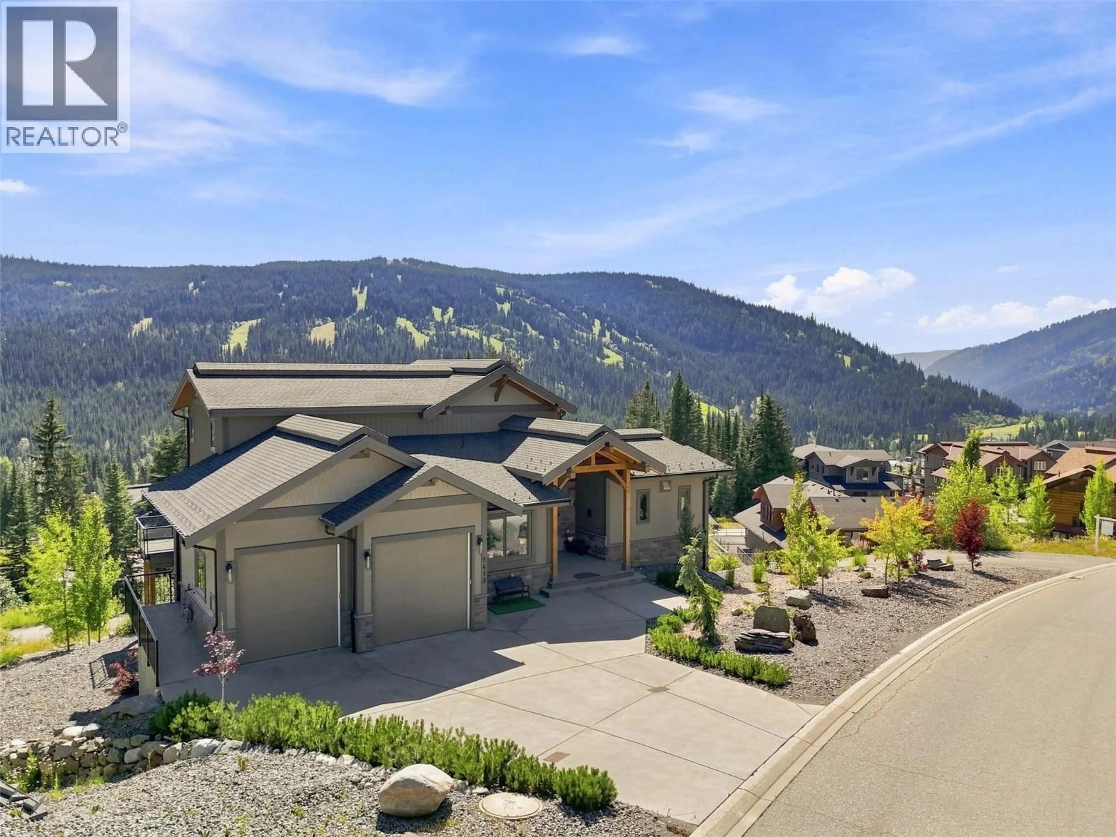 A pic from outside/outdoor area/front of a property/back of a property/a pic from drone, mountain view for 5419 LOOKOUT RIDGE PLACE, Sun Peaks British Columbia V0E5N0