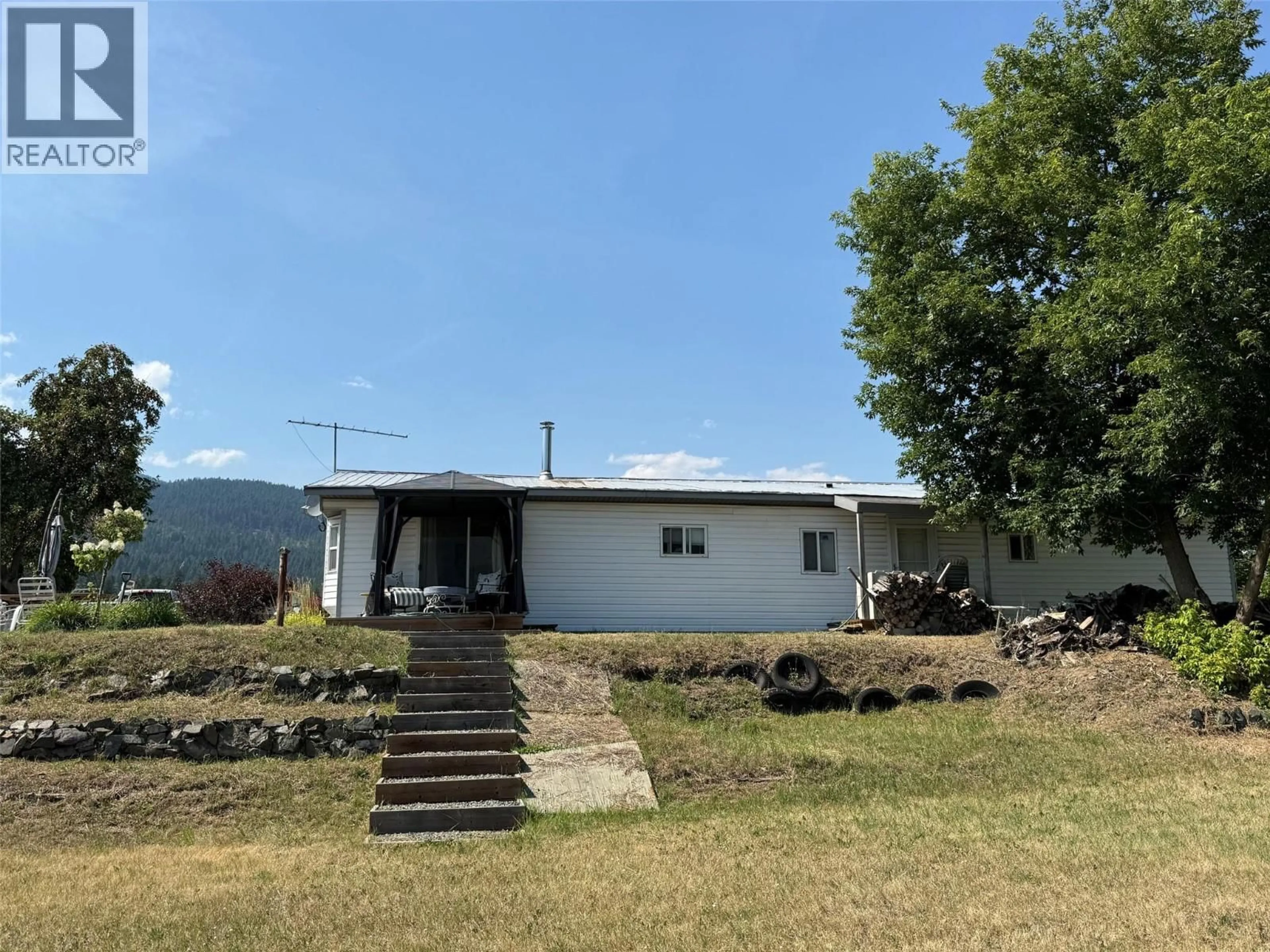 A pic from outside/outdoor area/front of a property/back of a property/a pic from drone, mountain view for 9872 INSTITUTE STREET, Little Fort British Columbia V0E1C0